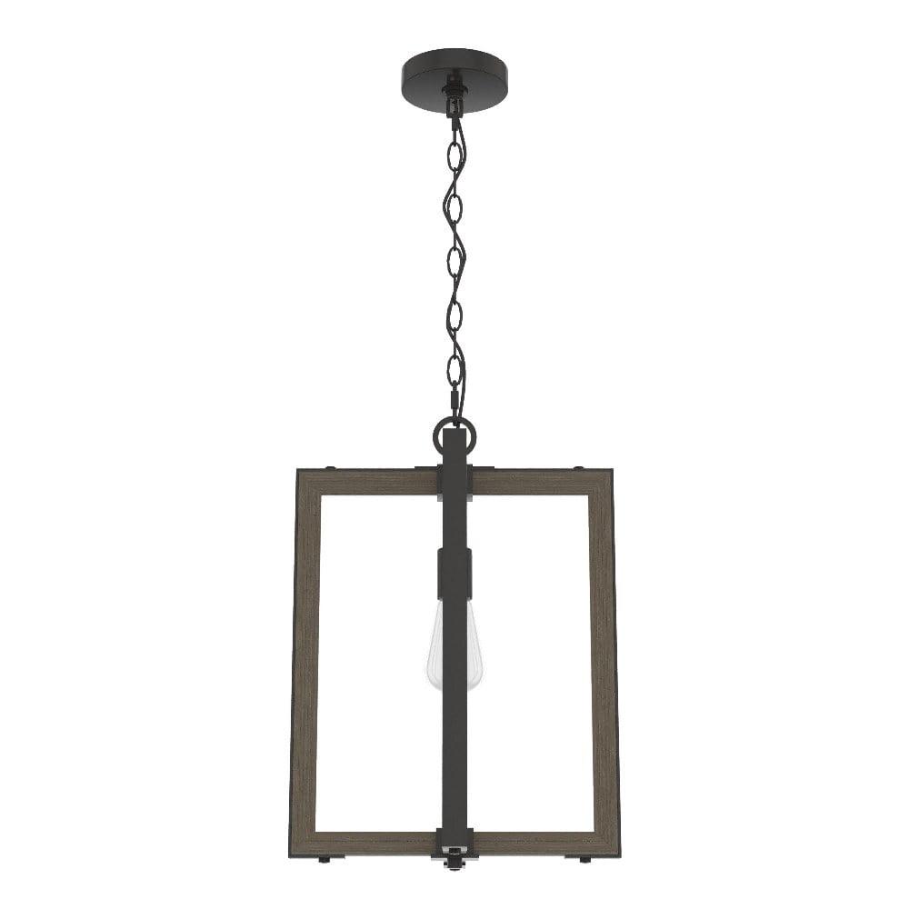 Noble Bronze and Oak 14" Geometric Pendant Light