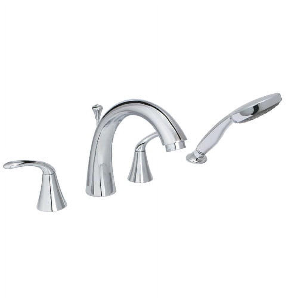 Chrome Brass Double Handle Roman Tub Faucet with Hand Shower