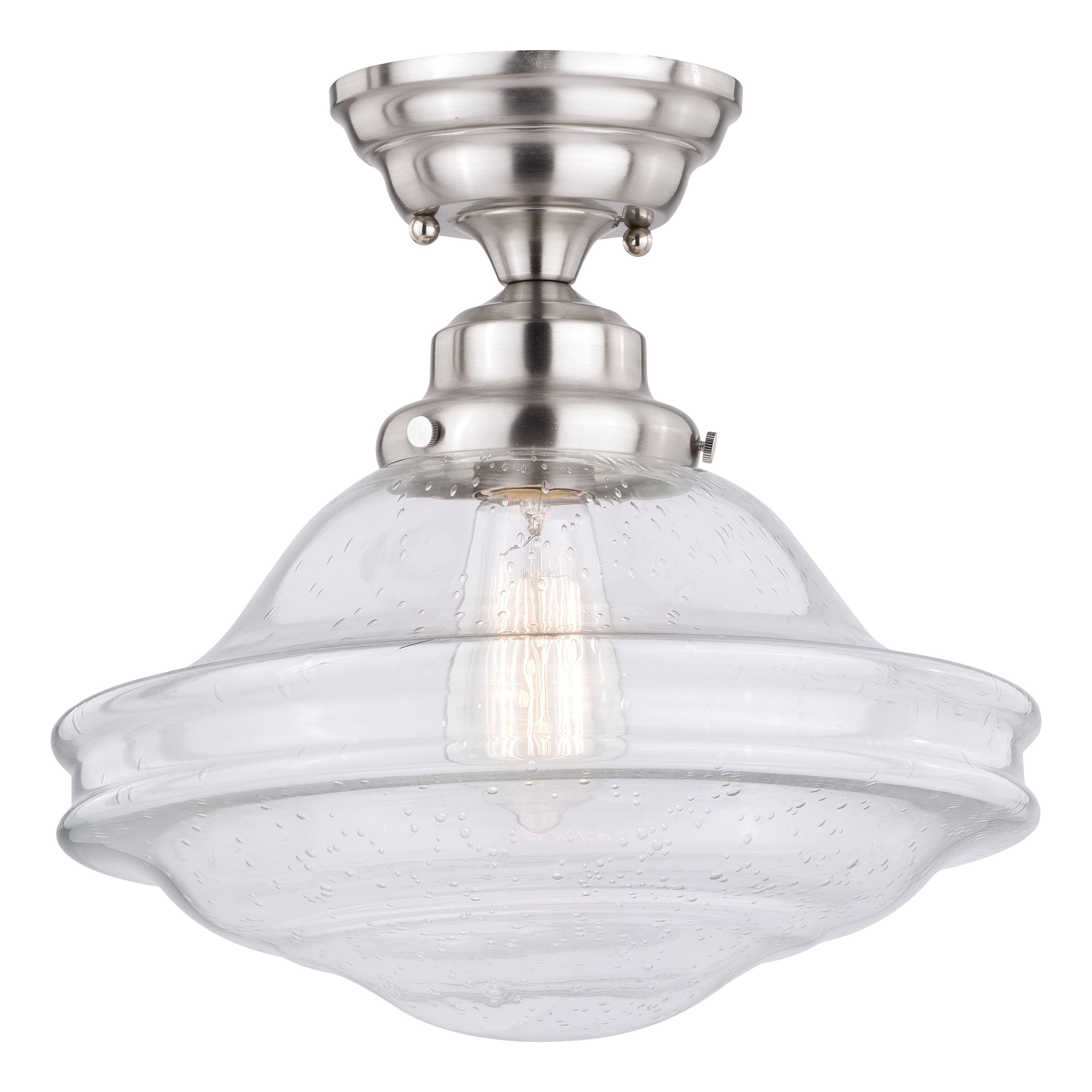 Huntley 12" Satin Nickel Farmhouse Semi Flush Mount Light