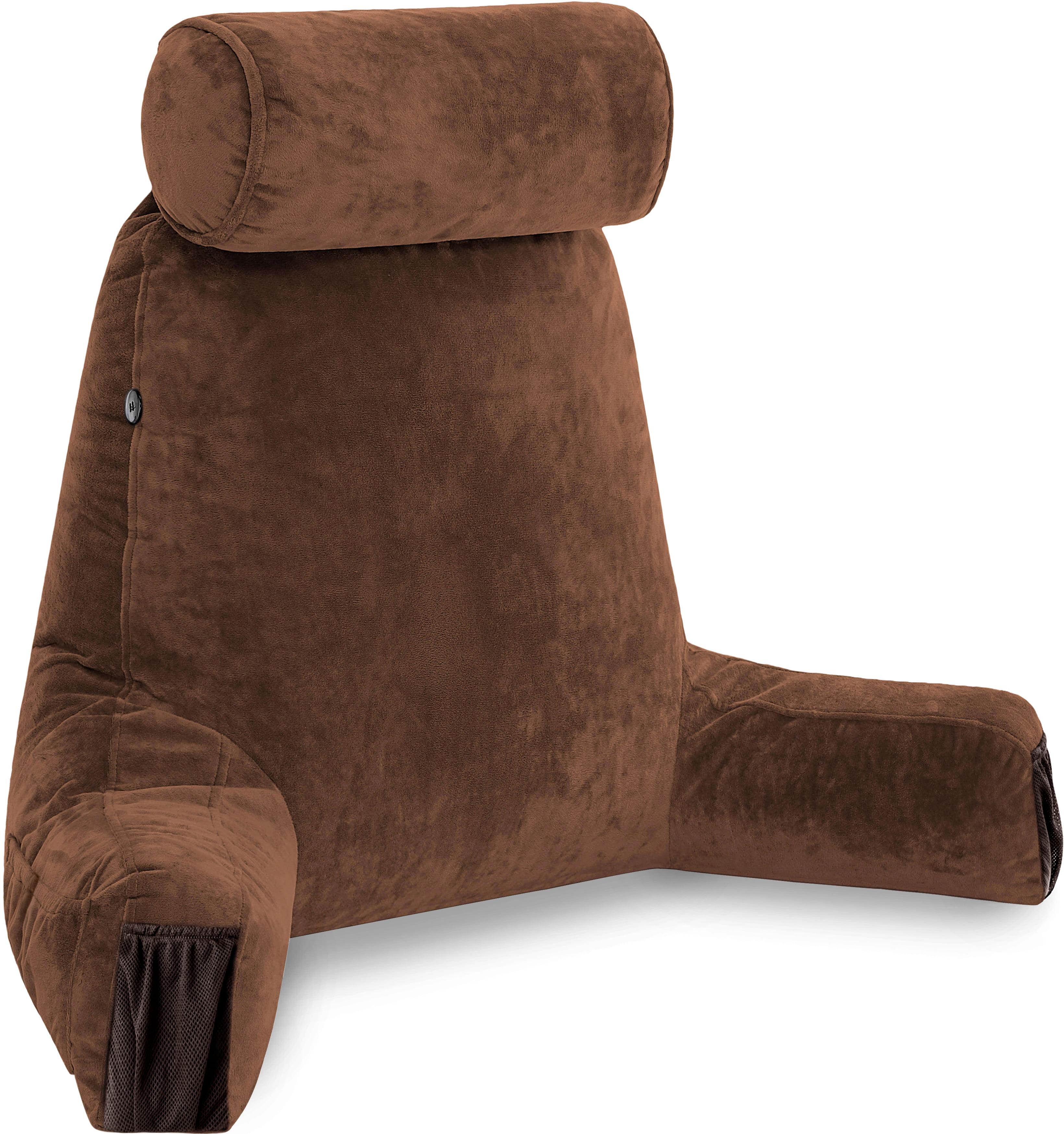 Husband Pillow Medium Chocolate Brown, Backrest - Detach Neck Roll, Removable Cover