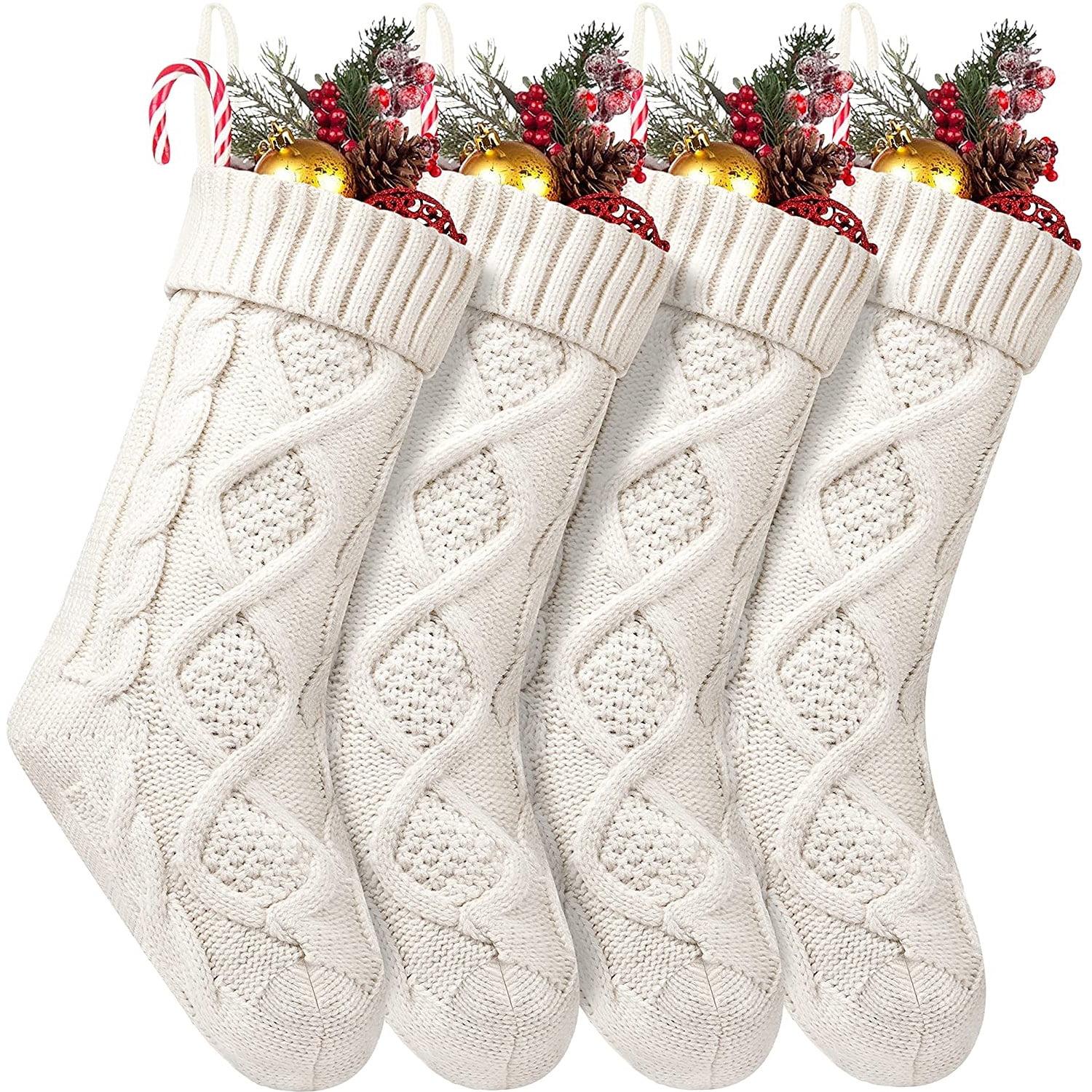 Christmas Stockings 18 Inches Large Size Cable Knitted Stocking Gifts & Decorations for Family Holiday Xmas Party