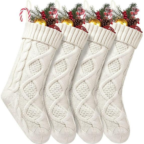 Christmas Stockings 18 Inches Large Size Cable Knitted Stocking Gifts & Decorations for Family Holiday Xmas Party