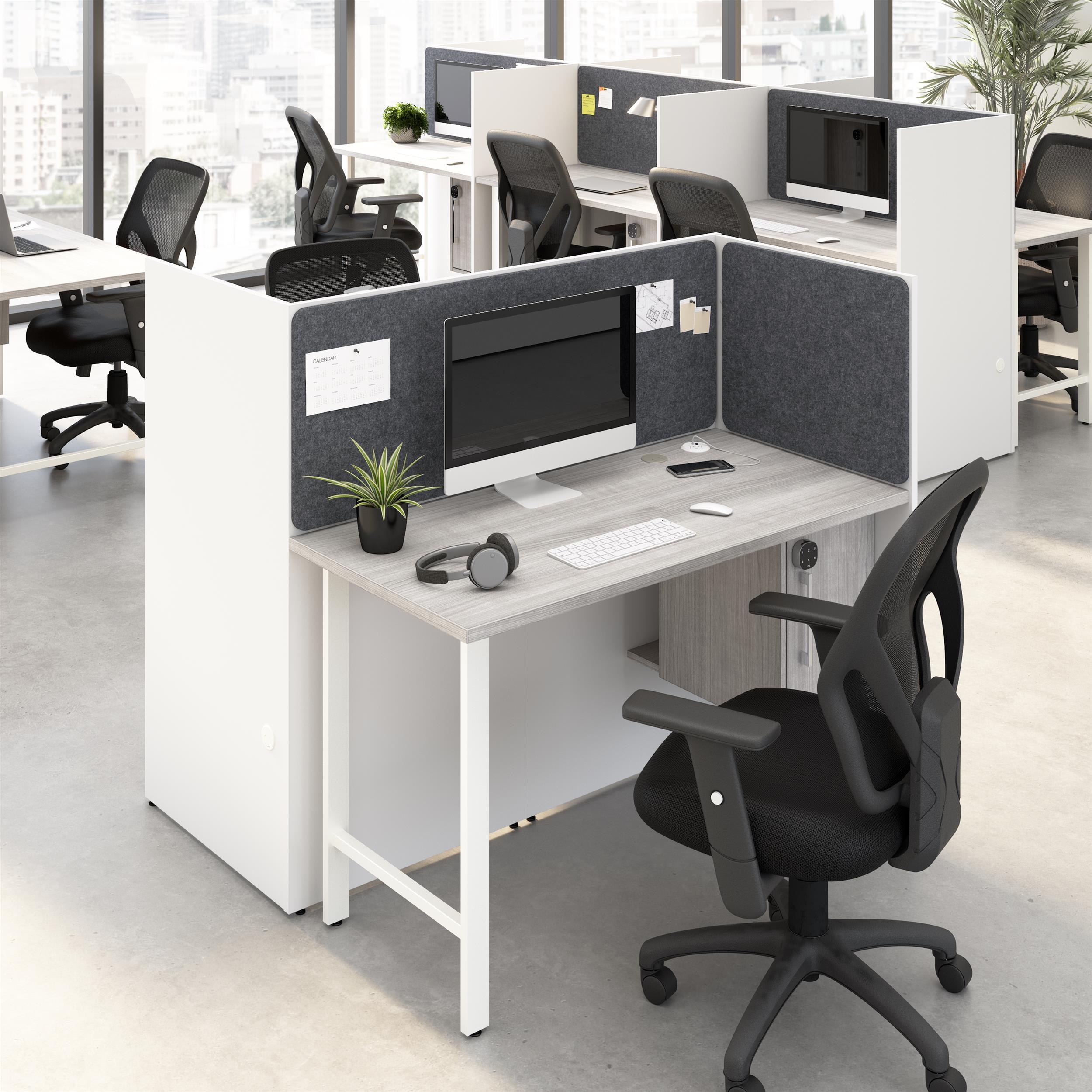 Bush Business Furniture Hustle 2 Person Office Cubicle Desk With Storage And Tackboard