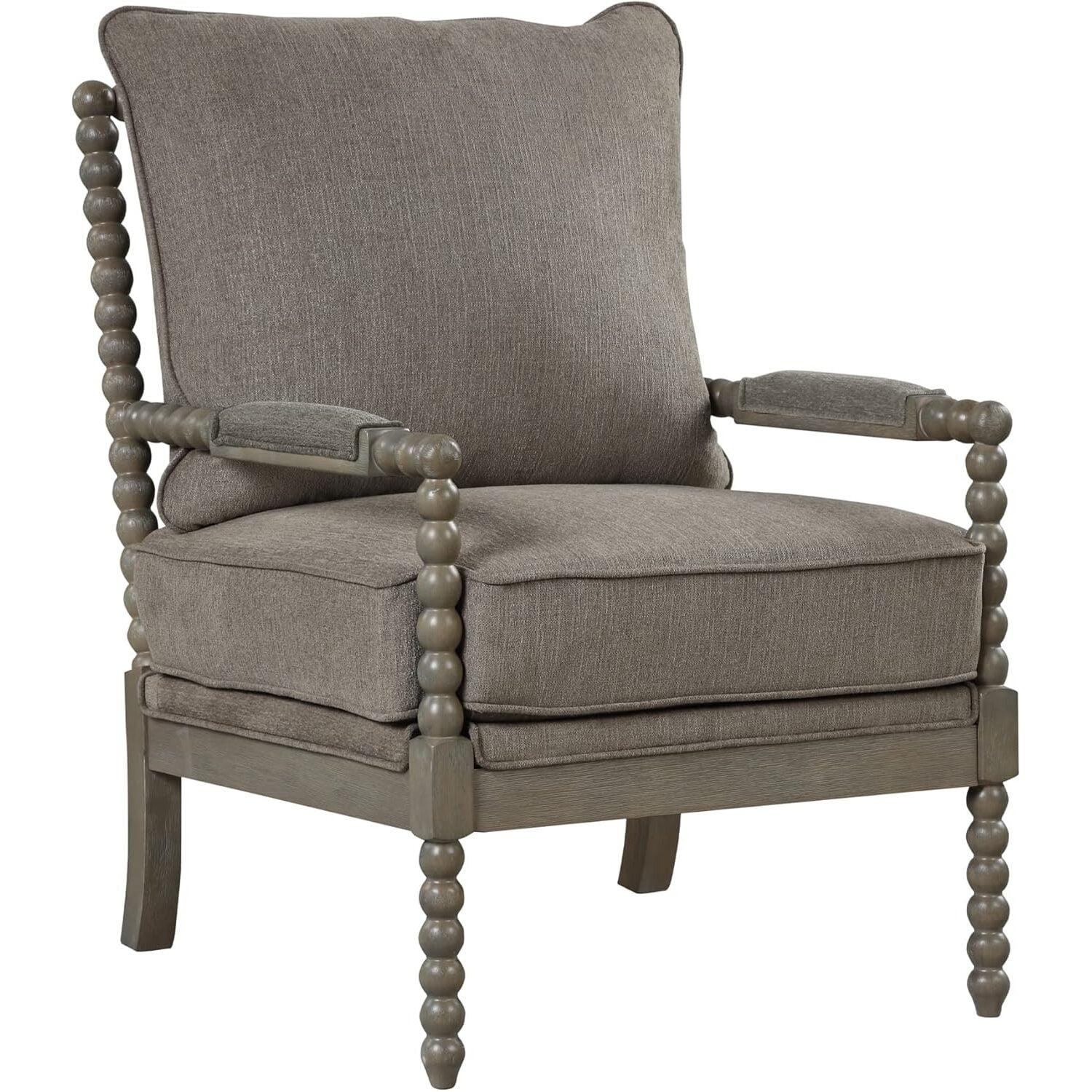 Hutch Taupe Fabric Arm Chair in Antique Gray