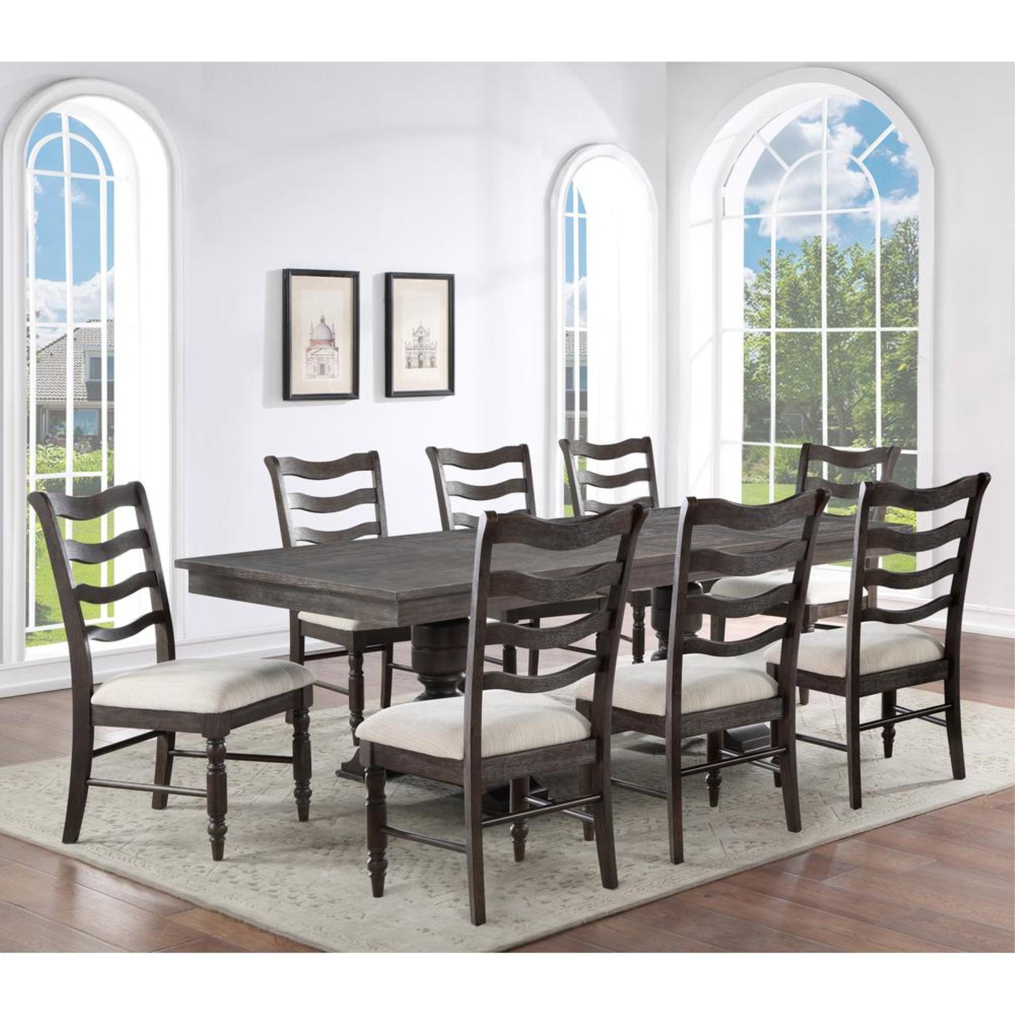 9pc Hutchins Dining Set Washed Espresso - Steve Silver Co.