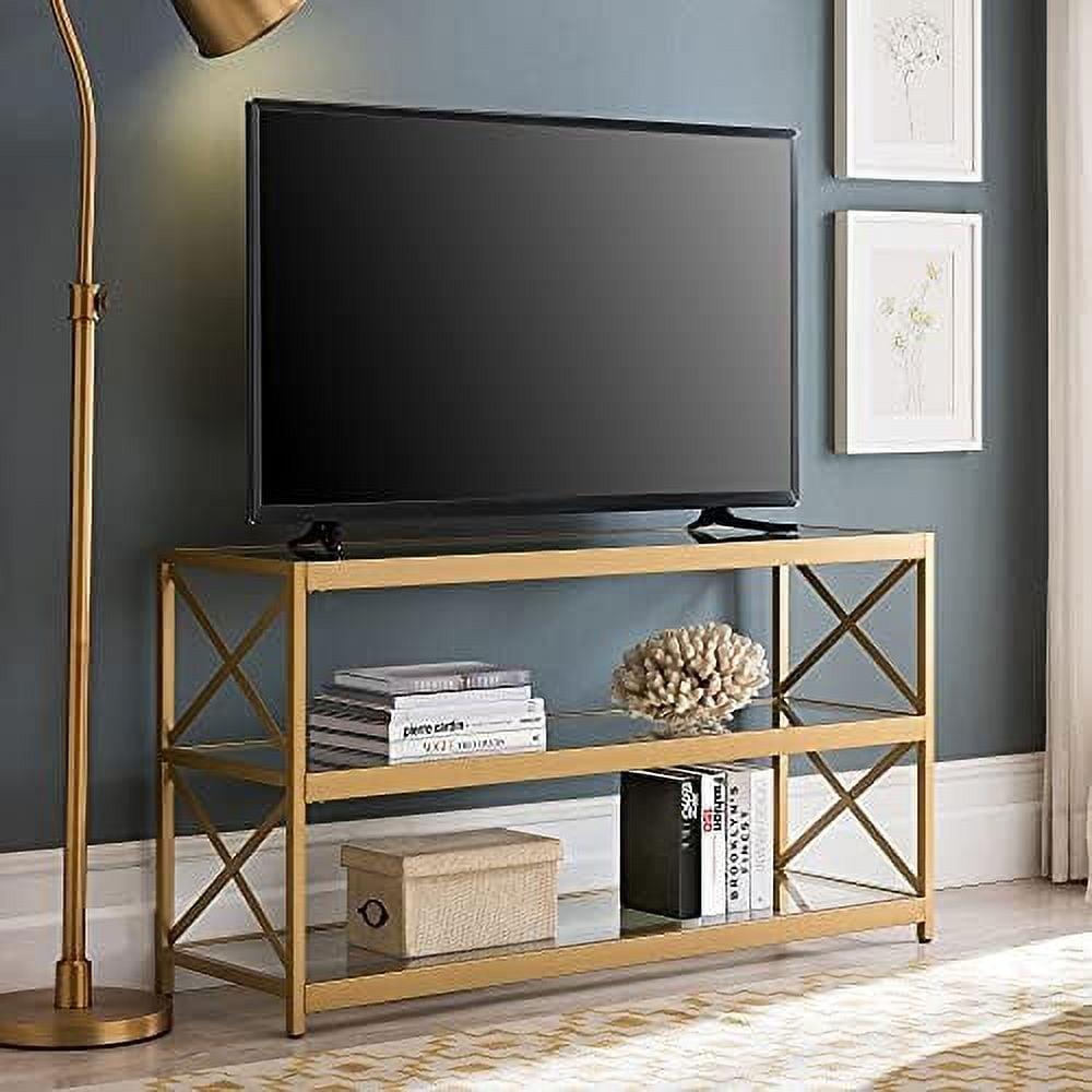 Hutton 48" Brass and Glass Rectangular TV Stand