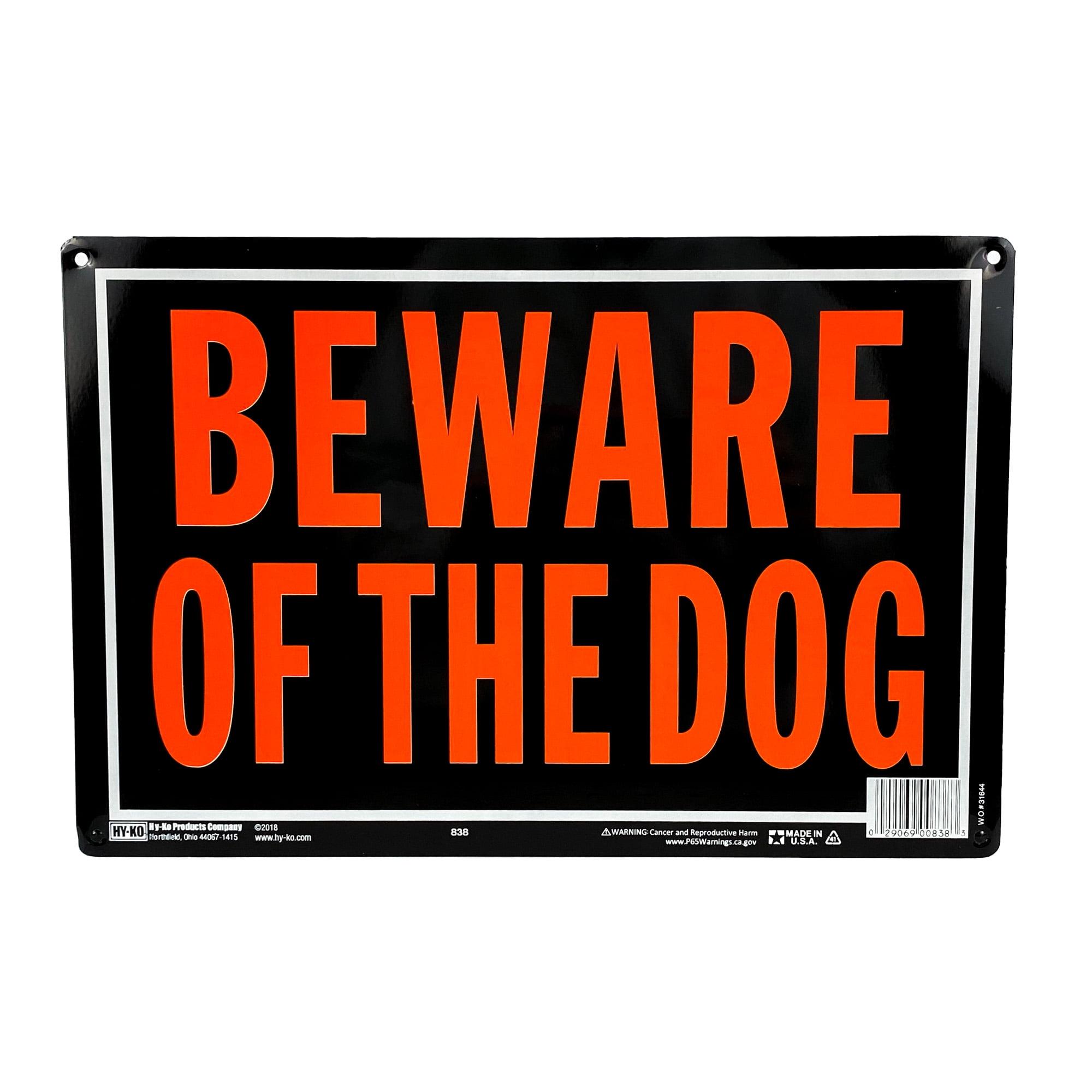 Large Orange and Black Aluminum Beware of Dog Sign