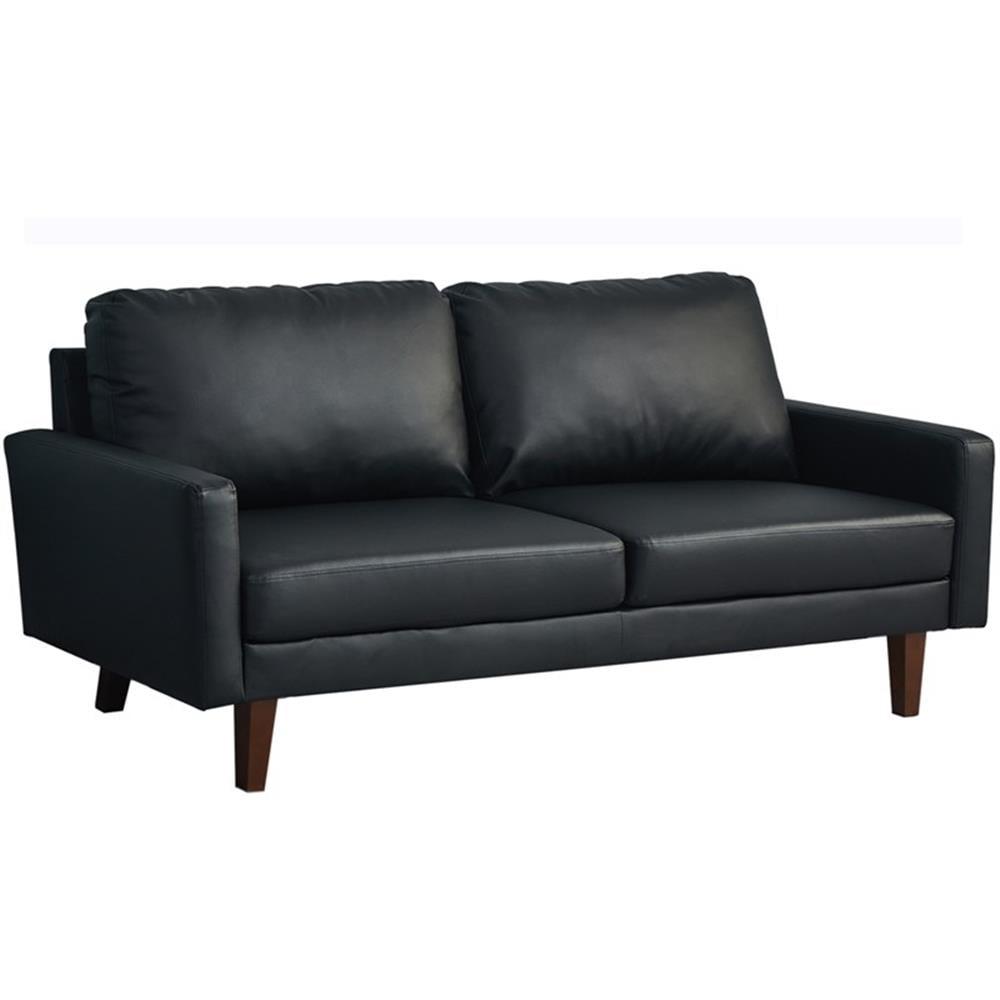 Hybition Faux Leather Sofa Mid-Century Modern Couch for Living Room/Office-Black