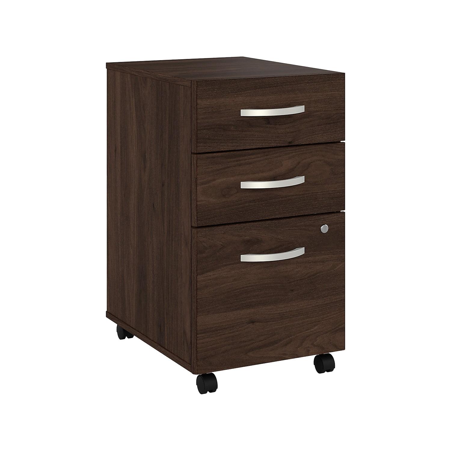 Brown Walnut 3 Drawer Mobile Lockable File Cabinet