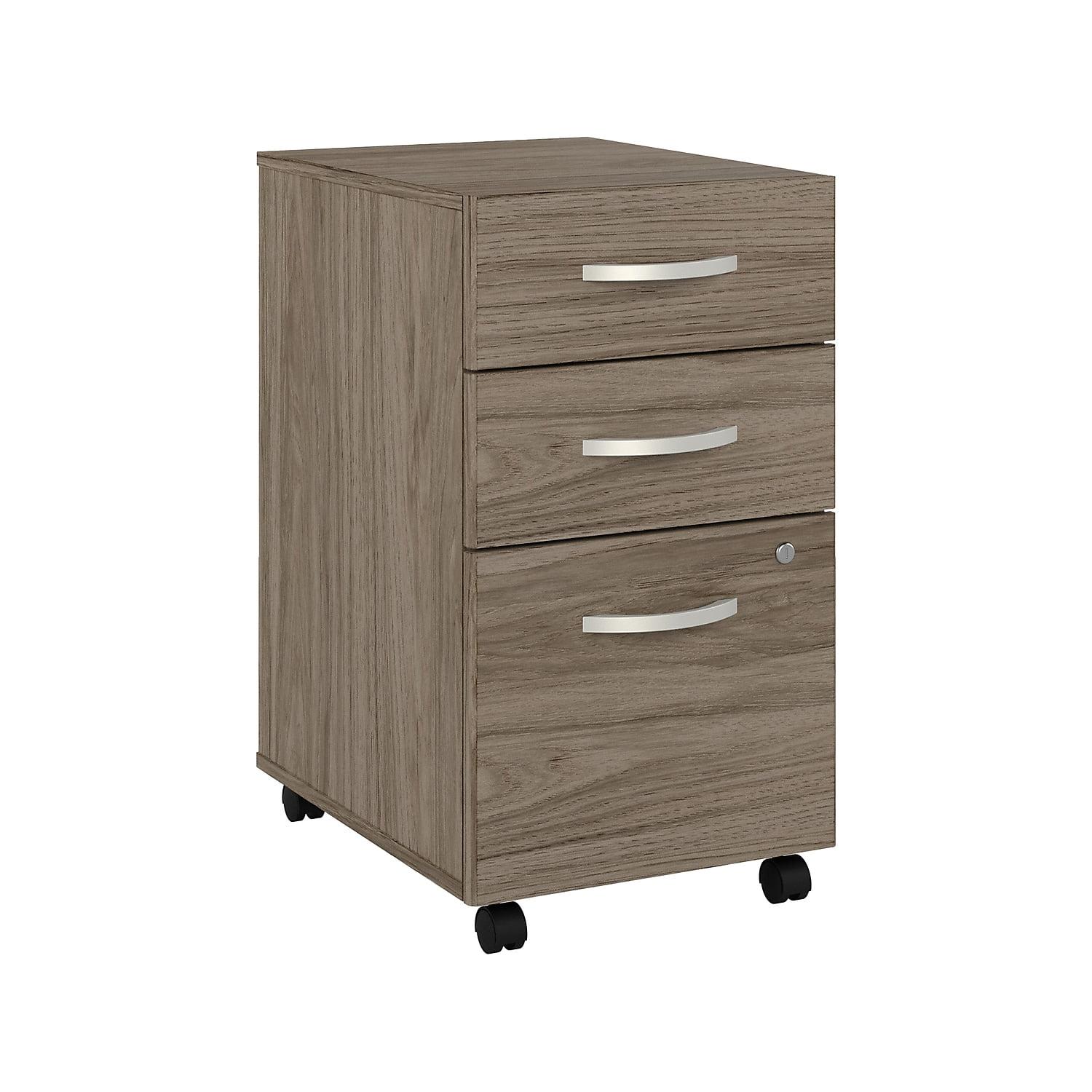 Modern Hickory 3-Drawer Lockable Mobile File Cabinet