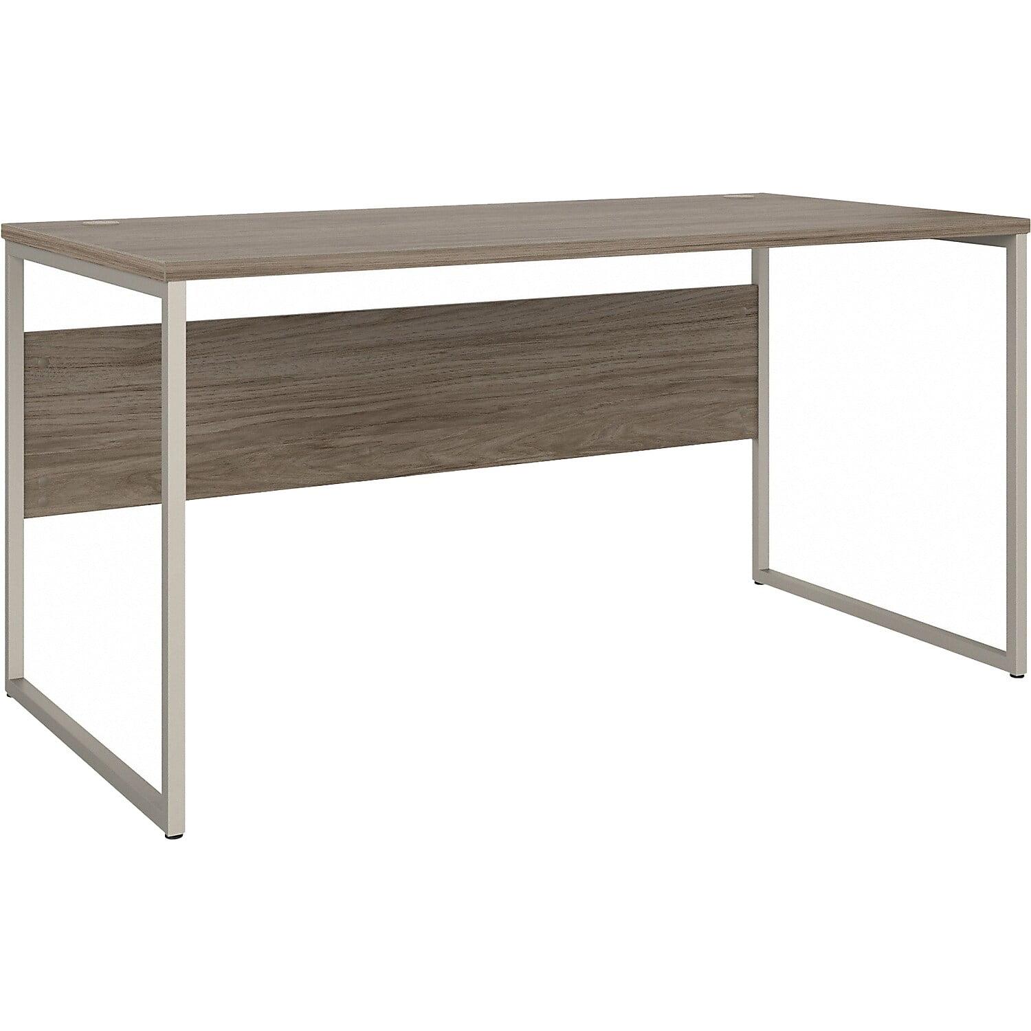 Modern Hickory 60W Home Office Desk with Silver Metal Legs