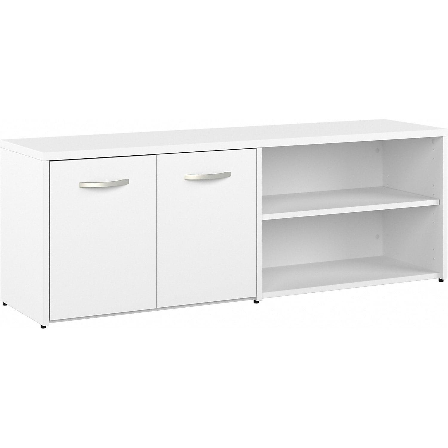 White Engineered Wood Office Storage Cabinet with Adjustable Shelves