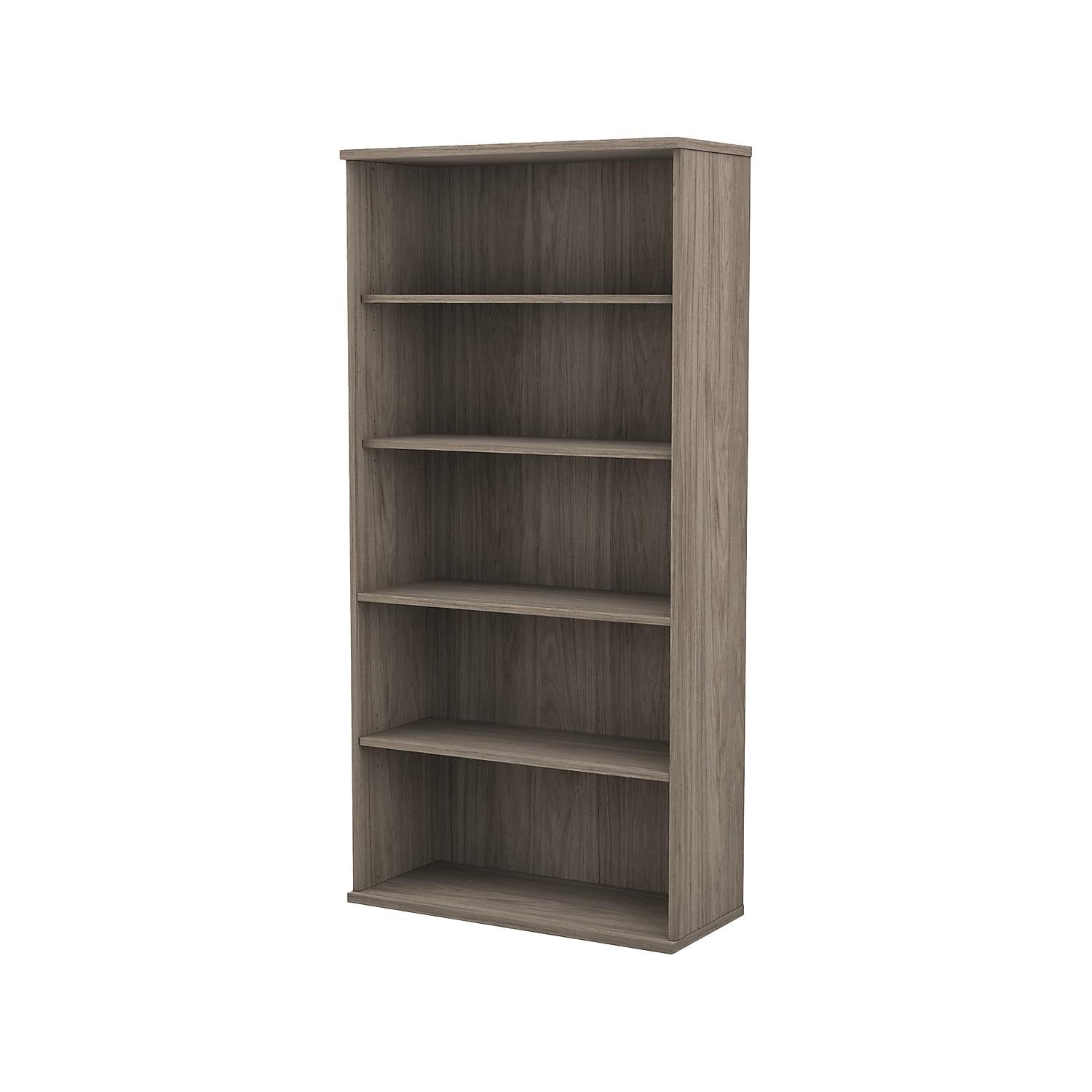 Contemporary Modern Hickory Tall 5-Shelf Adjustable Bookcase