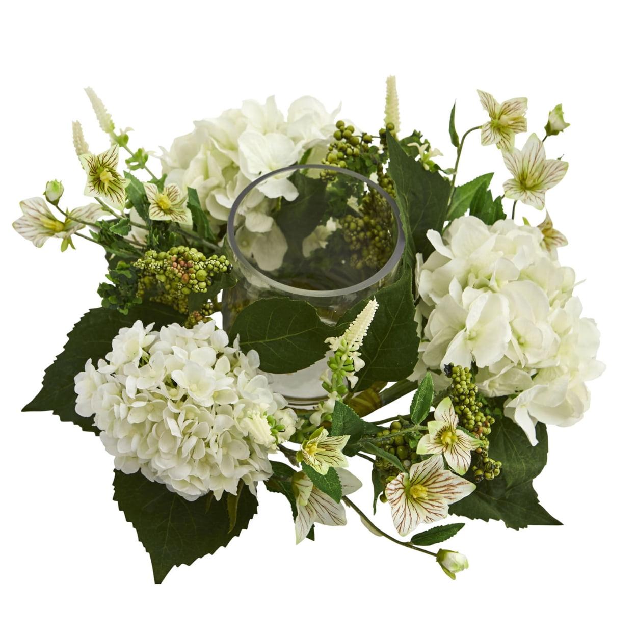 Elegant White Hydrangea Artificial Tabletop Arrangement