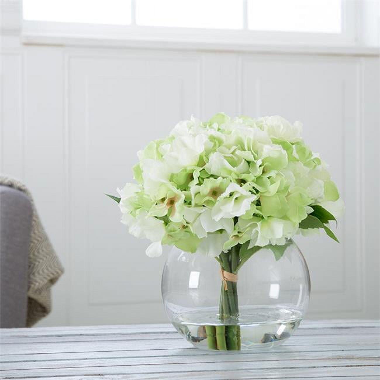 Summer Breeze Hydrangea & Rose Faux Topiary in Glass Vase