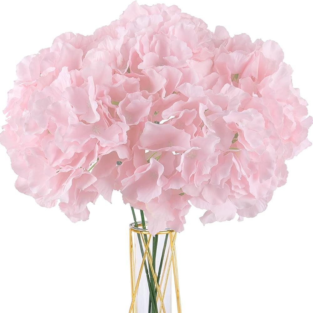 TITOUMI Hydrangea Silk Flowers Heads Blush Pack of 10 Full Hydrangea Flowers Artificial with Stems for Wedding Home Party Shop Baby Shower Décor