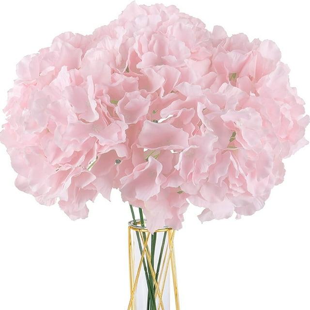 TITOUMI Hydrangea Silk Flowers Heads Blush Pack of 10 Full Hydrangea Flowers Artificial with Stems for Wedding Home Party Shop Baby Shower Décor