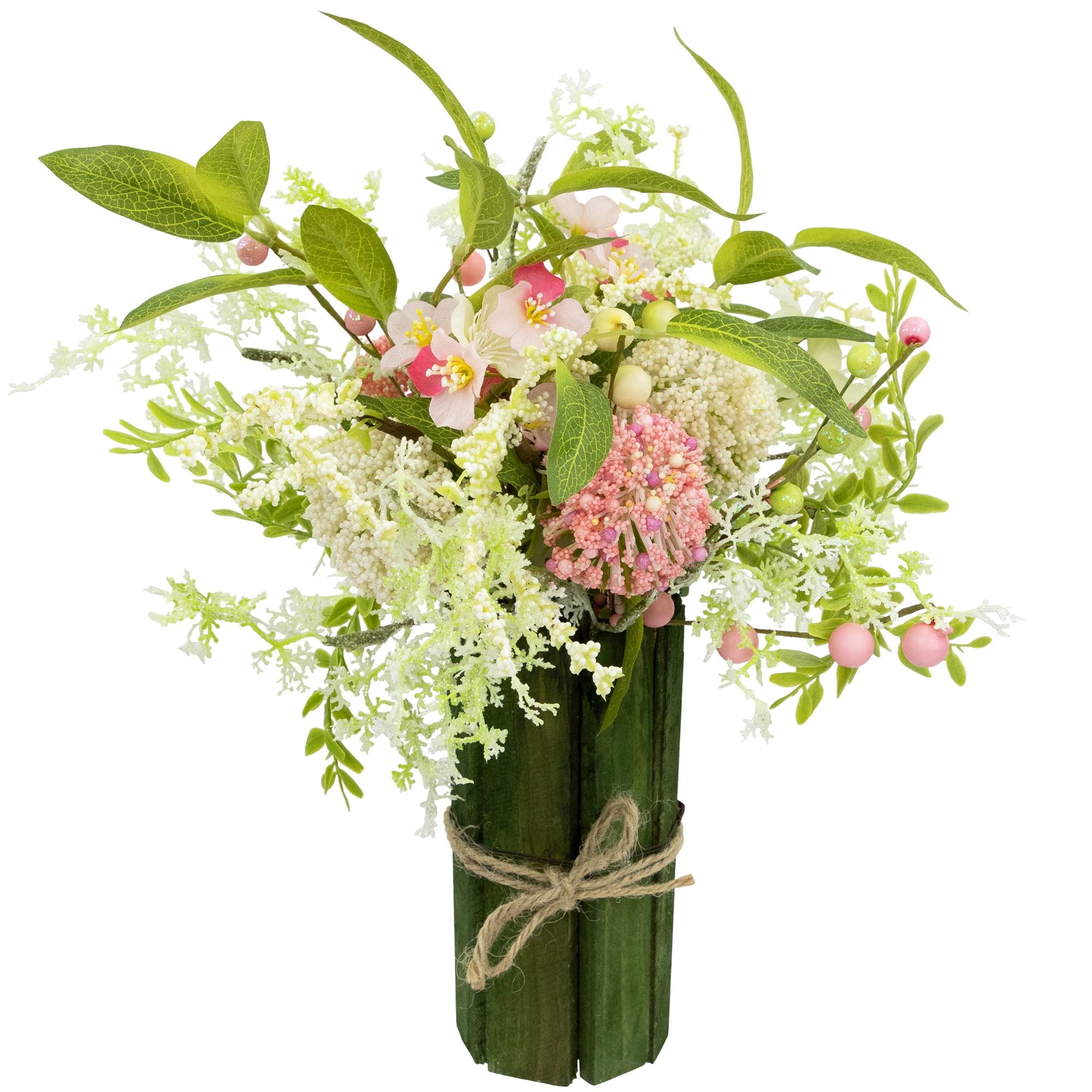 Pink and Green Hydrangea Berry Floral Bouquet with Jute Base