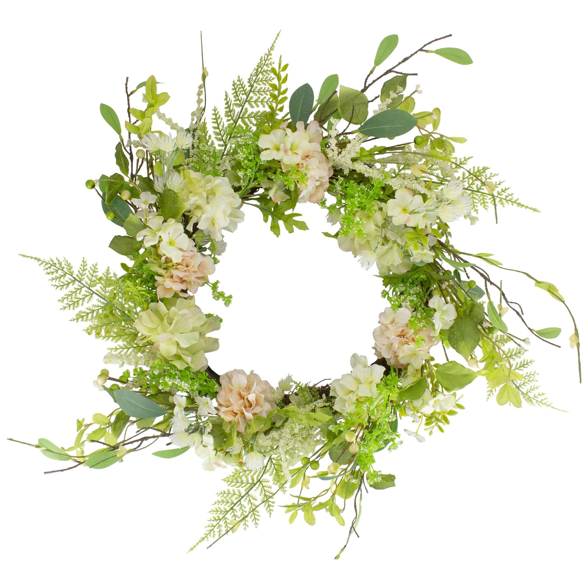 Springtime Hydrangea & Berry Floral Wreath - Pink and Green 28"