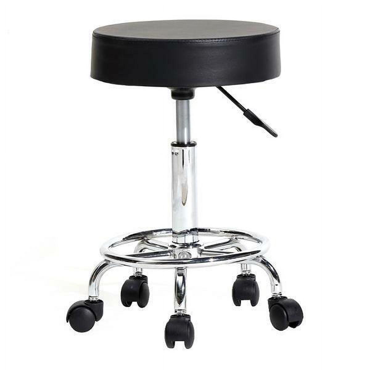 Black Adjustable Swivel Bar Stool with Chrome Base