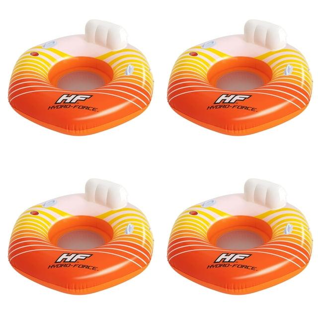 Bestway Hydro-Force Sunkissed Inflatable PVC Clasp N Go Inner Tube Ring Float Tube for Pool, Lake, River, Beach, 4 Pack, Orange and Yellow