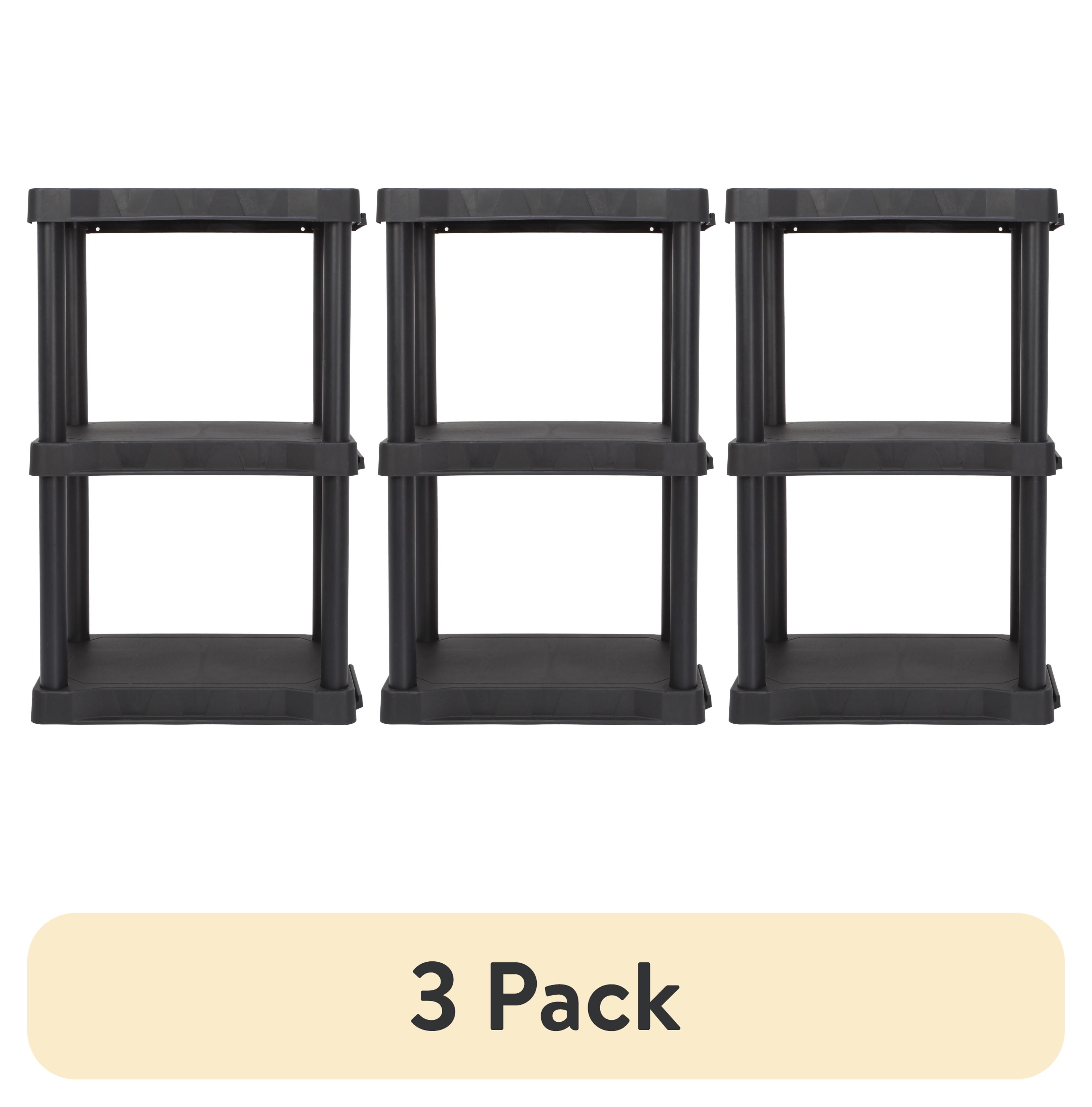 Hyper Tough Black Plastic 3-Tier 32" H x 20.07" W x 12" D, 150lb Total Capacity