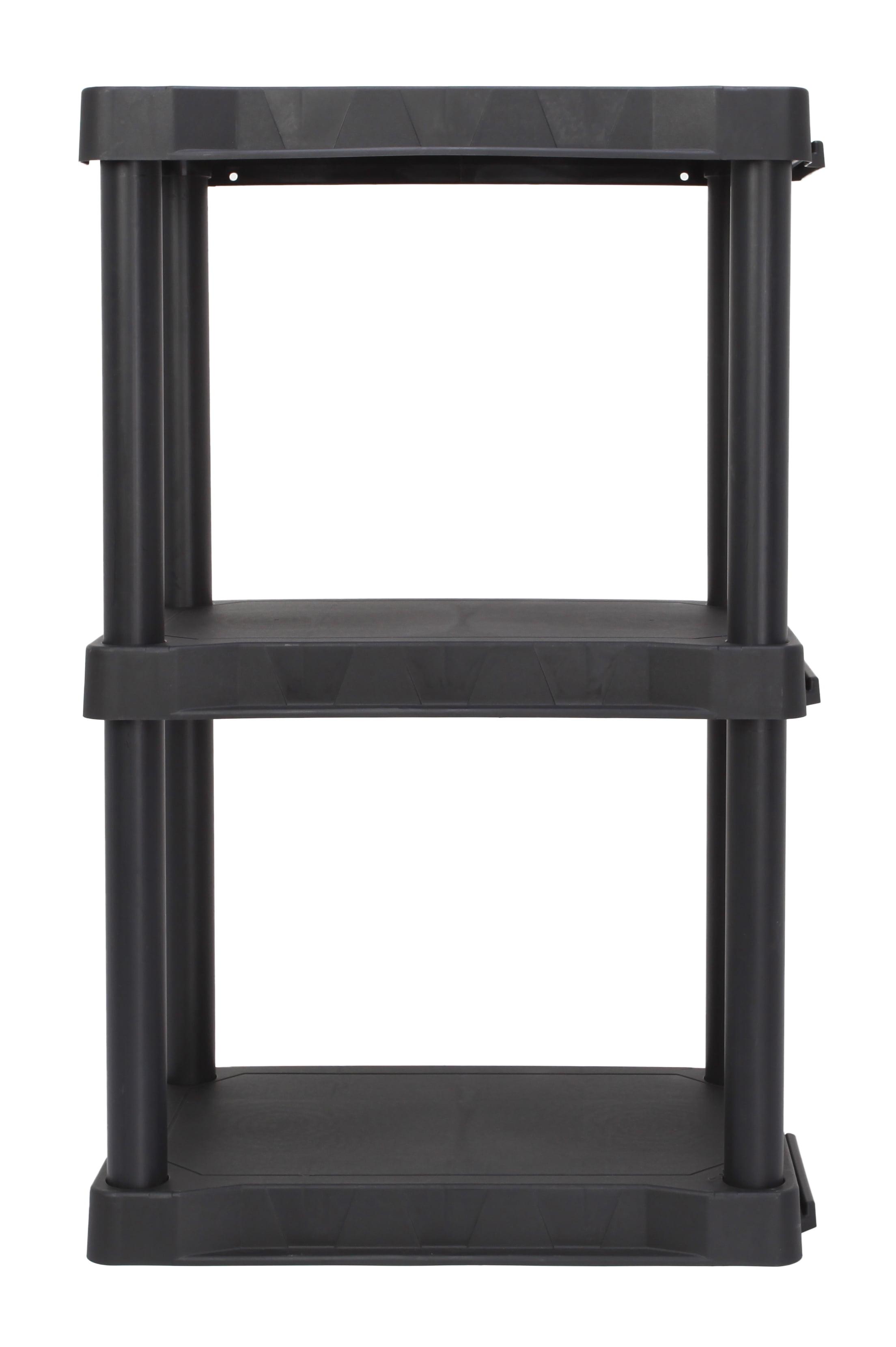 Hyper Tough Black Plastic 3-Tier 32" H x 20.07" W x 12" D, 150lb Total Capacity