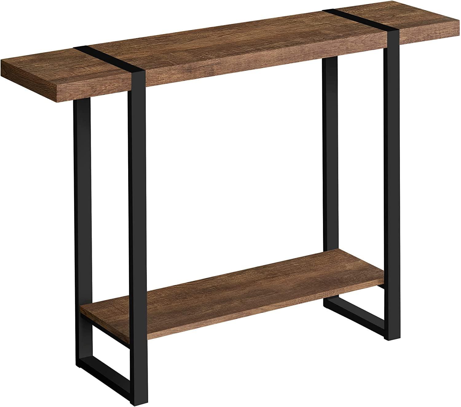 48" Brown Reclaimed Wood and Black Metal Console Table