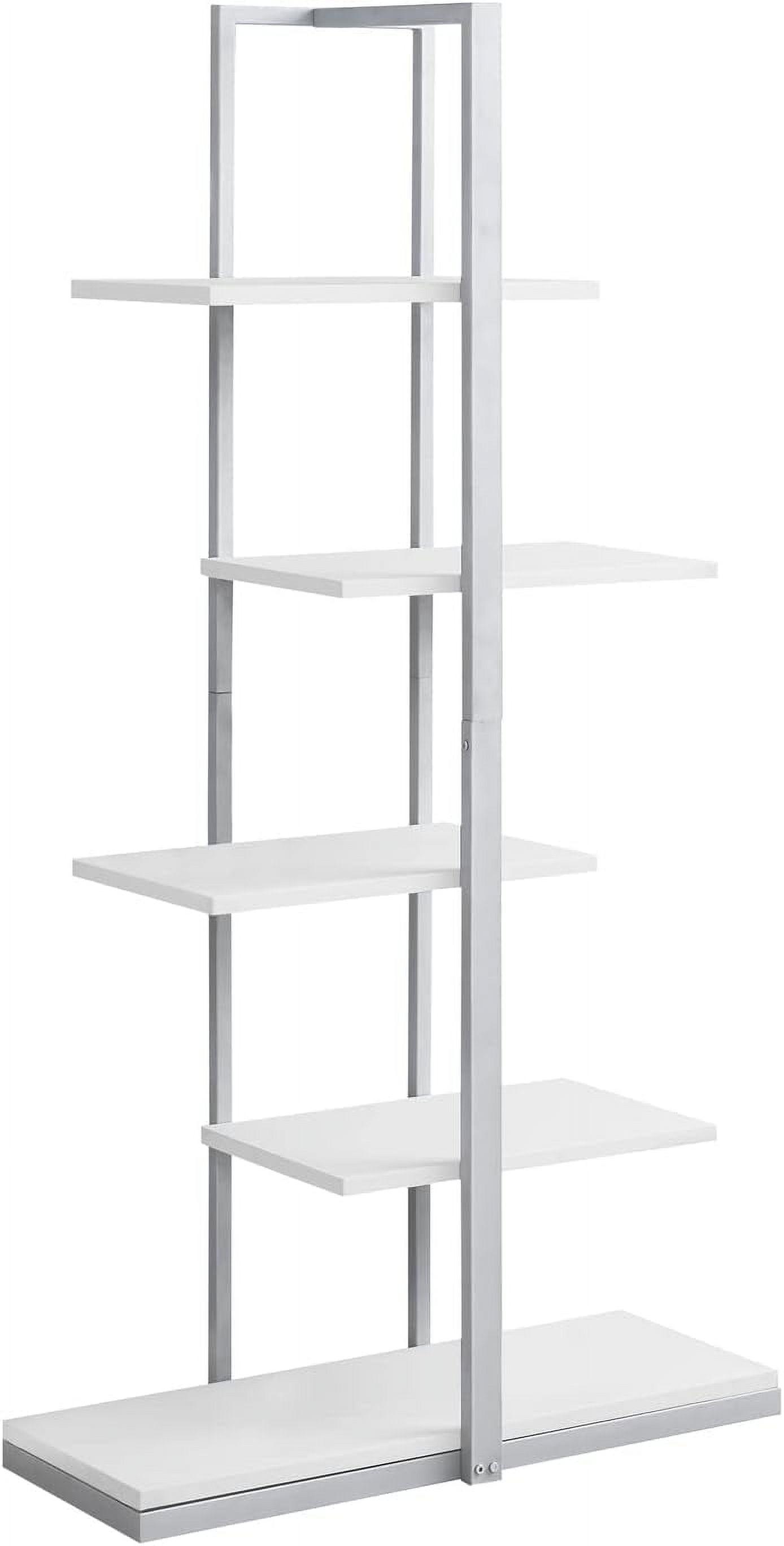 Monarch Specialties Bookshelf, Bookcase, Etagere, 5 Tier, 60"H, Office, Bedroom, White Laminate