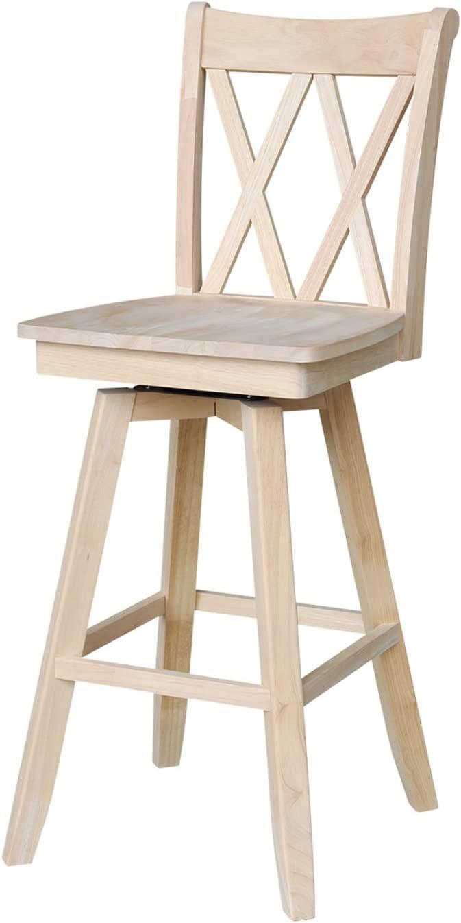 International Concepts Double  inchesX inches Back Bar Height Stool - With Swivel 30 inches Seat Height