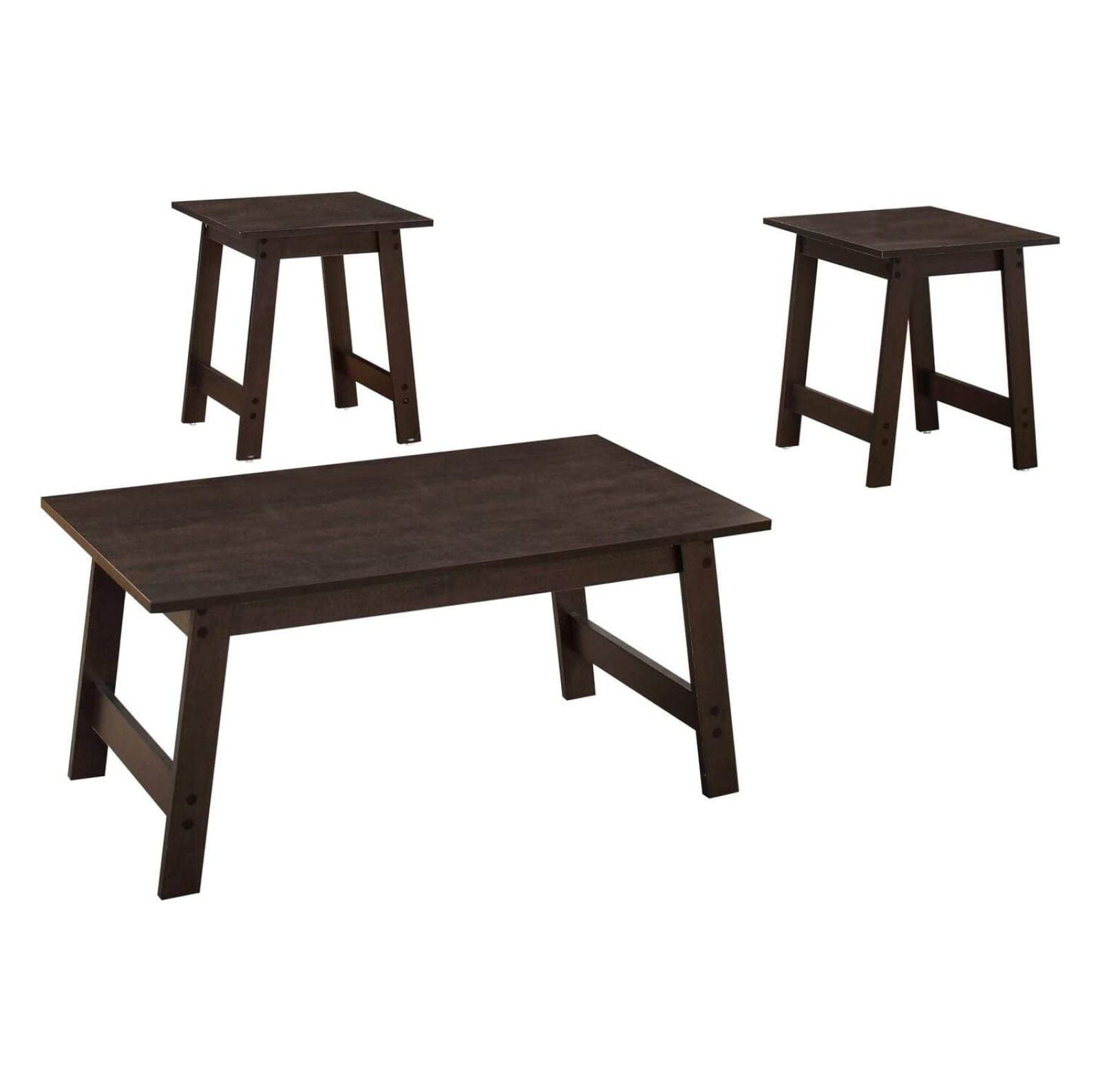 Cappuccino Laminate 3-Piece Coffee and End Table Set