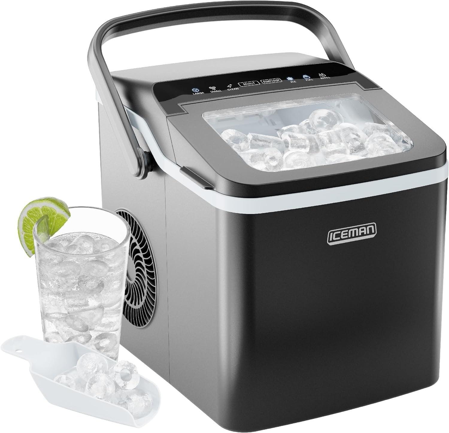 ICEMAN Dual-Size Countertop Bullet Ice Machine w/ 0.88lb Capacity - Black