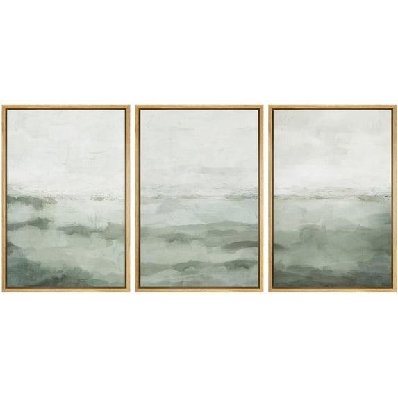 IDEA4WALL Sage Green Abstract Landscape Modern Organic Minimal Bedroom Framed Canvas Print 3 Pieces Wall Art