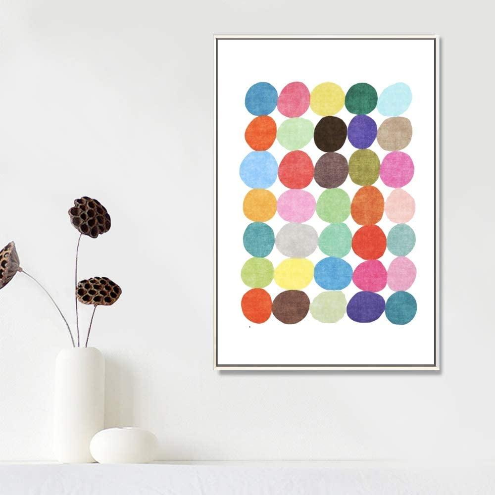 16x24 Framed Canvas Print with Rainbow Circle Array