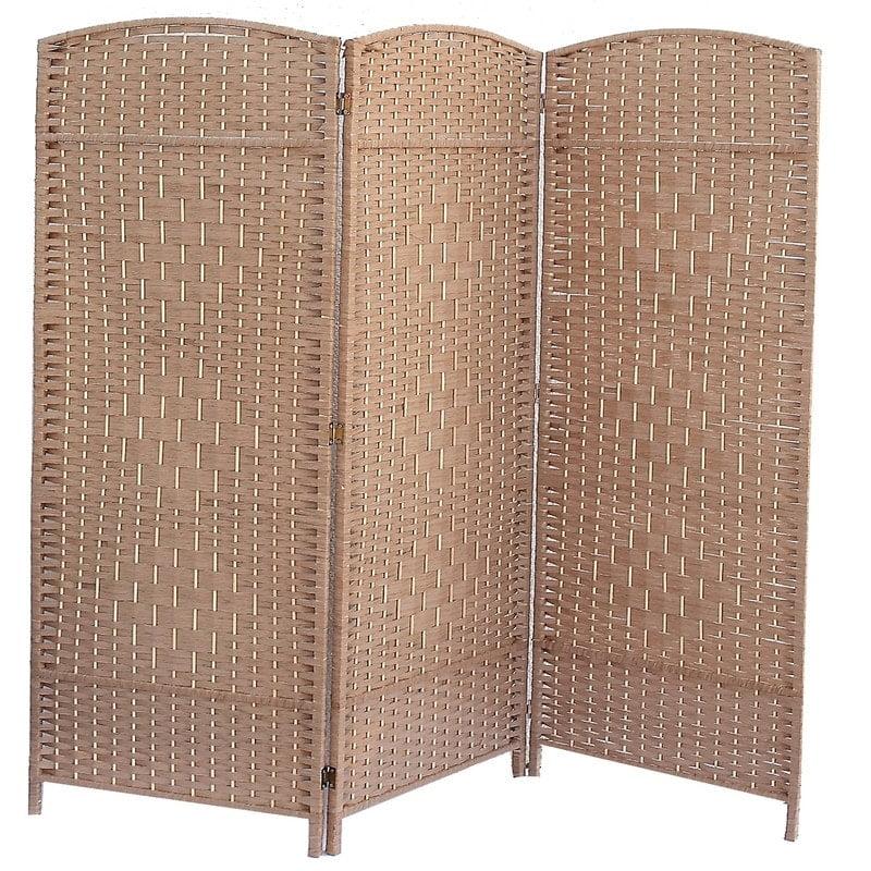 Cameron Light Brown Woven Bamboo 3-Panel Folding Screen