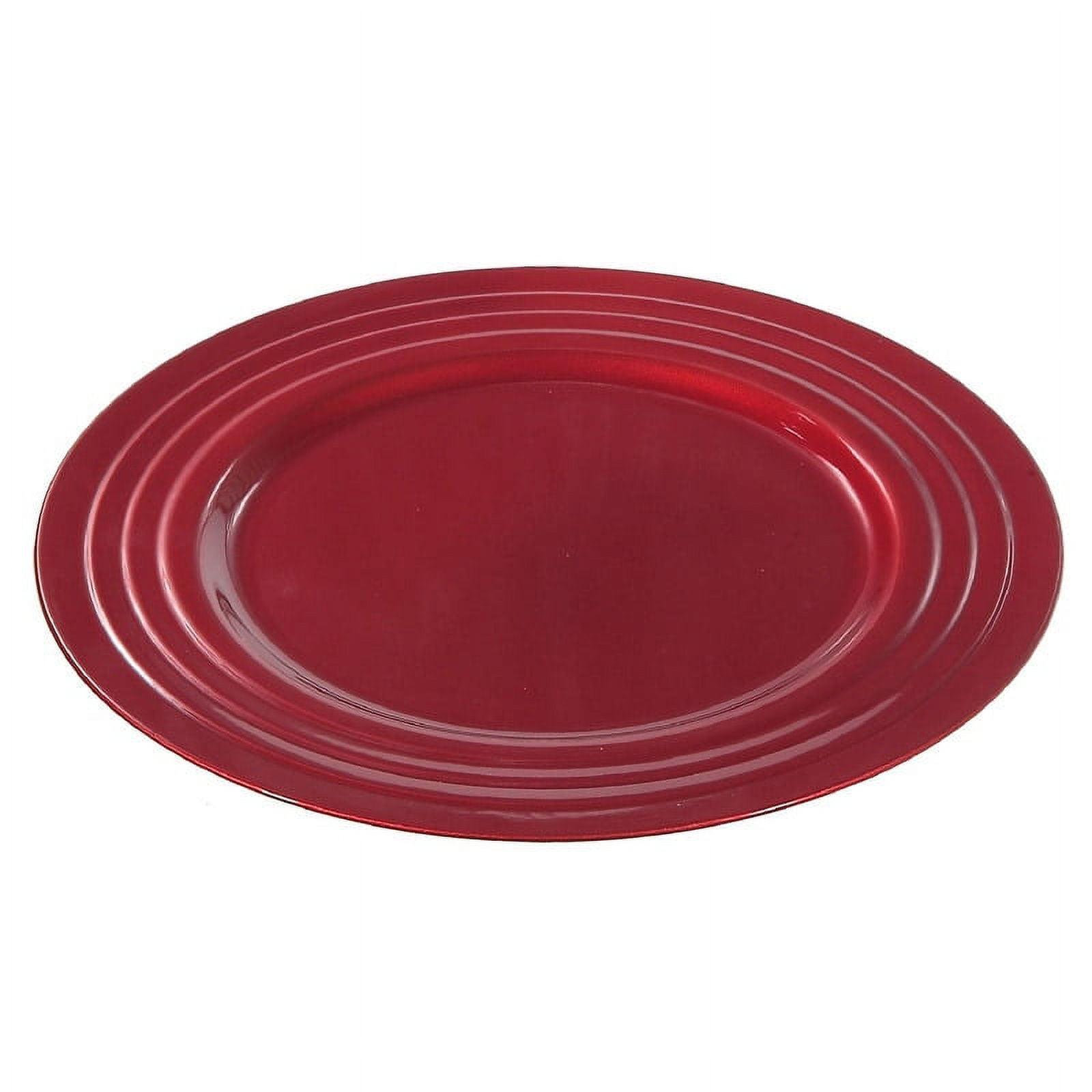 Red Orbit Pattern Melamine Charger Plate Set of 6