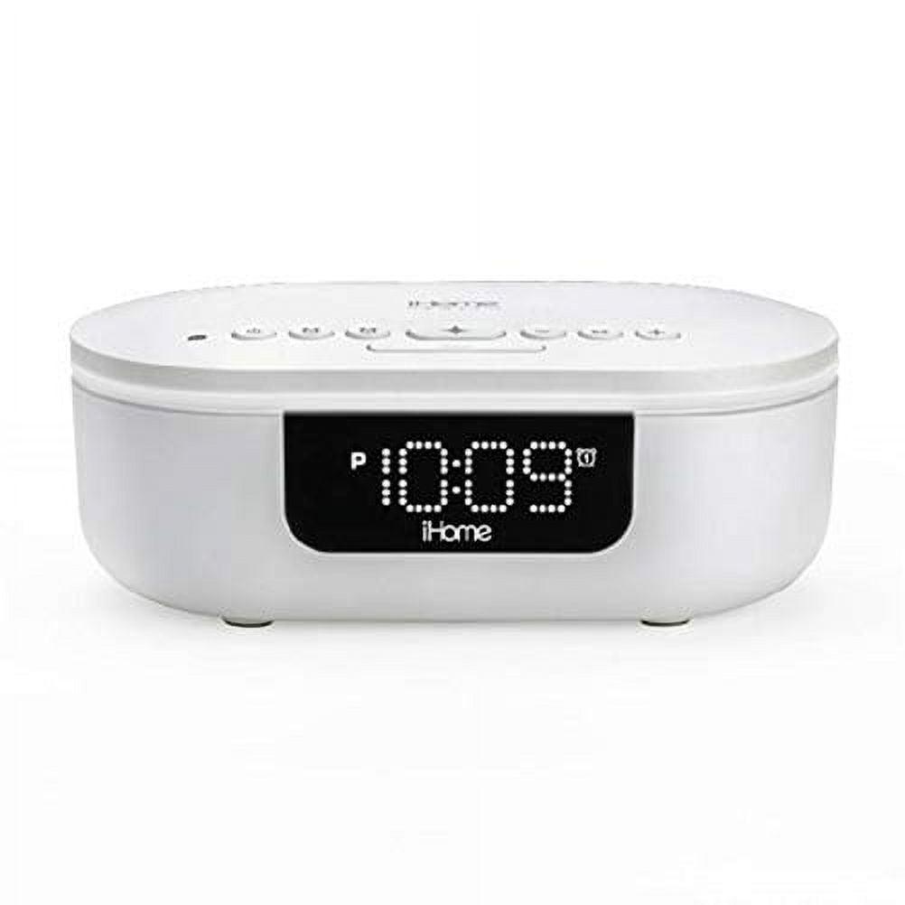 White UV-C Sanitizer Alarm Clock with Bluetooth Speaker