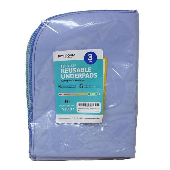 IMPROVIA® Washable Underpads 18”x24”, Heavy Absorbency Waterproof Incontinence Pads for Kids, Adults & Pets – Protects Bed, Couch, Sofa & Floor