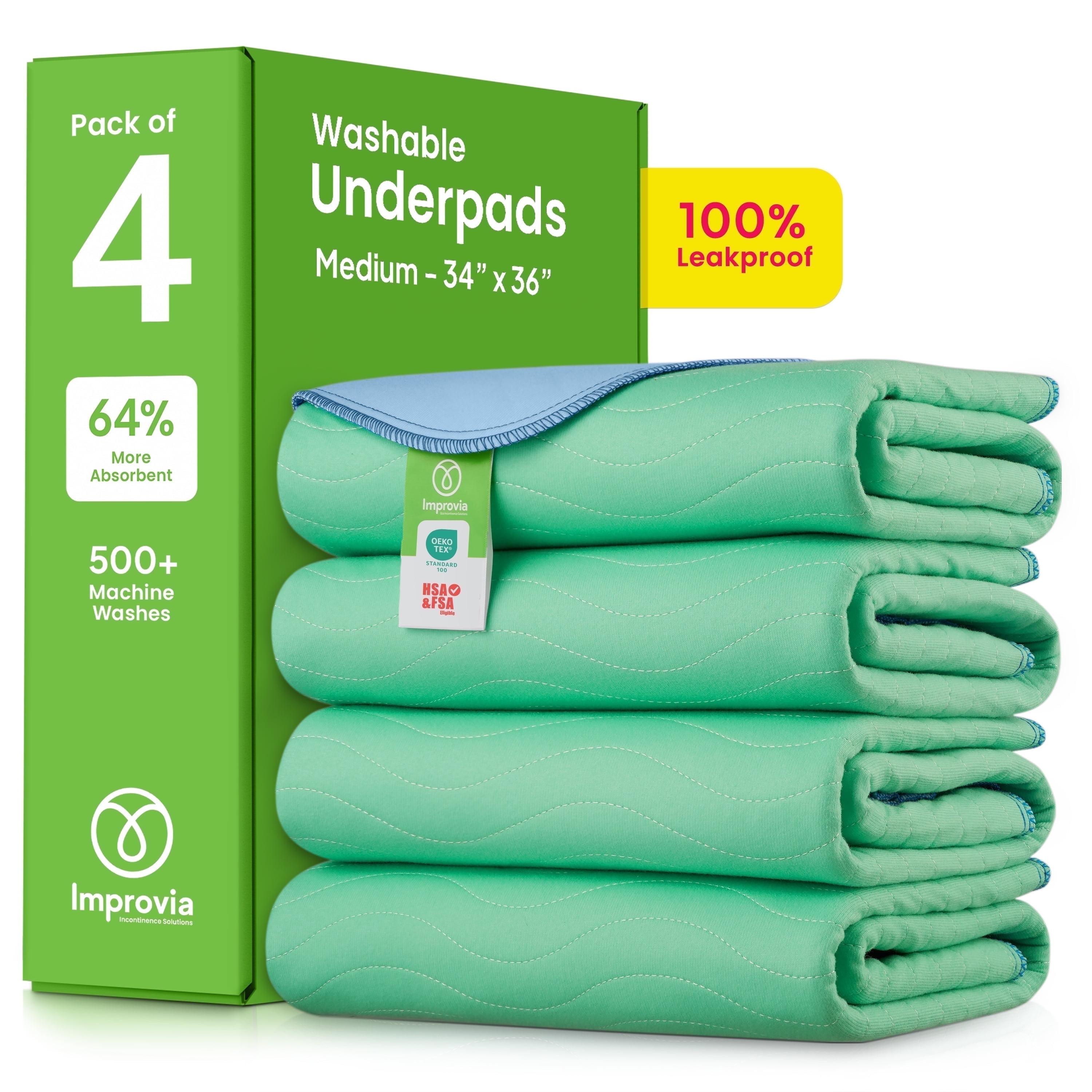 IMPROVIA® Washable Underpads, Heavy Absorbency Bedwetting Incontinence Pads for Kids, Adults, & Pets - Waterproof Pad for Bed, Couch, Sofa, Floor