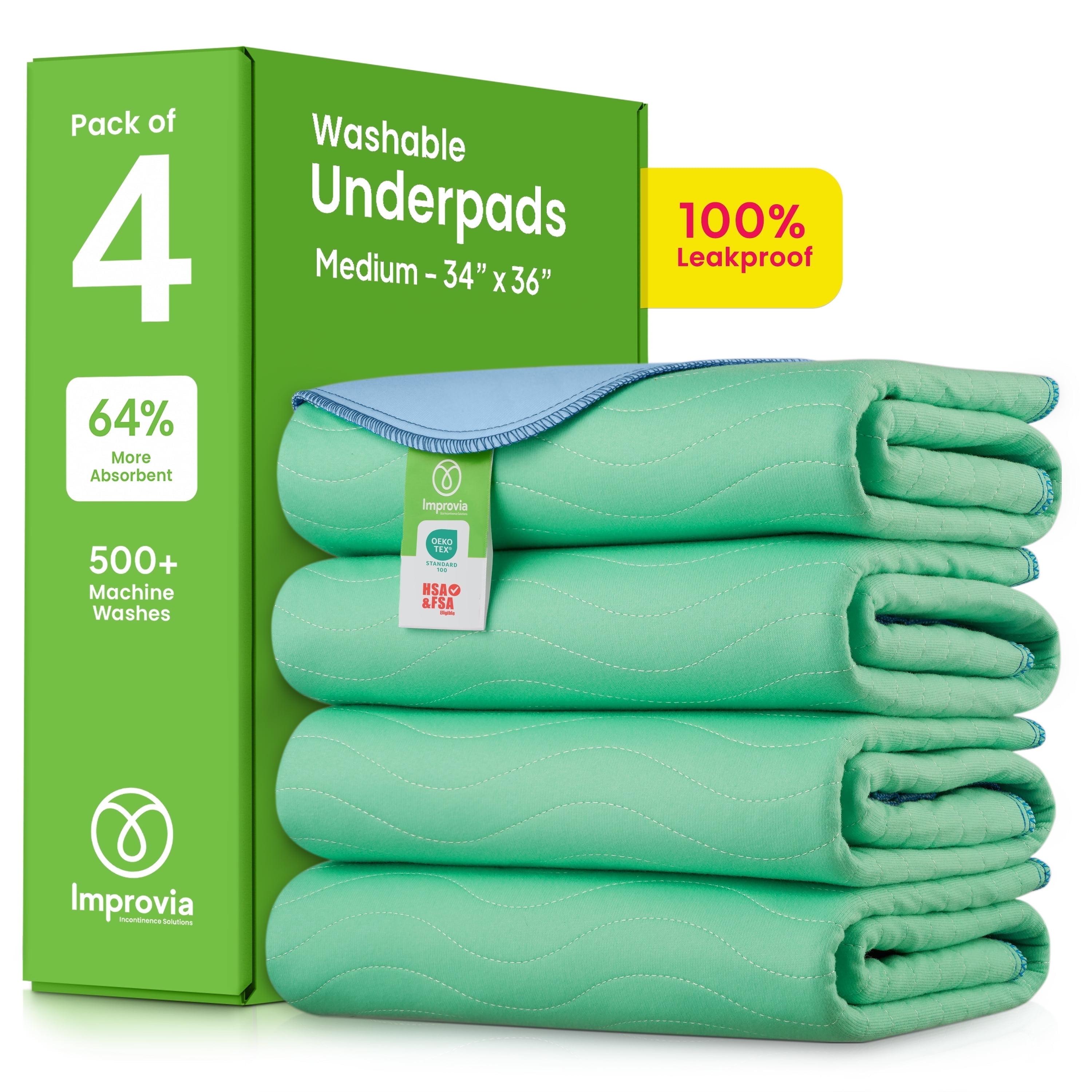 IMPROVIA® Washable Underpads, Heavy Absorbency Bedwetting Incontinence Pads for Kids, Adults, & Pets - Waterproof Pad for Bed, Couch, Sofa, Floor