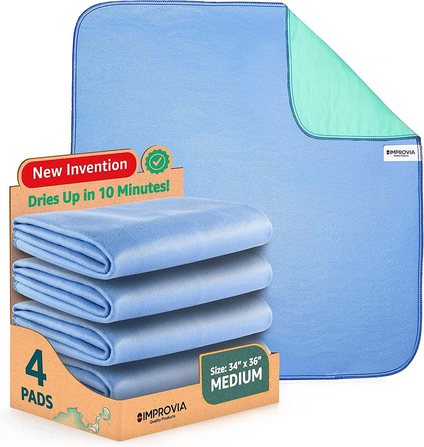 Improvia Washable Underpads, Heavy Absorbency Reusable Bedwetting Incontinence Pads - Blue