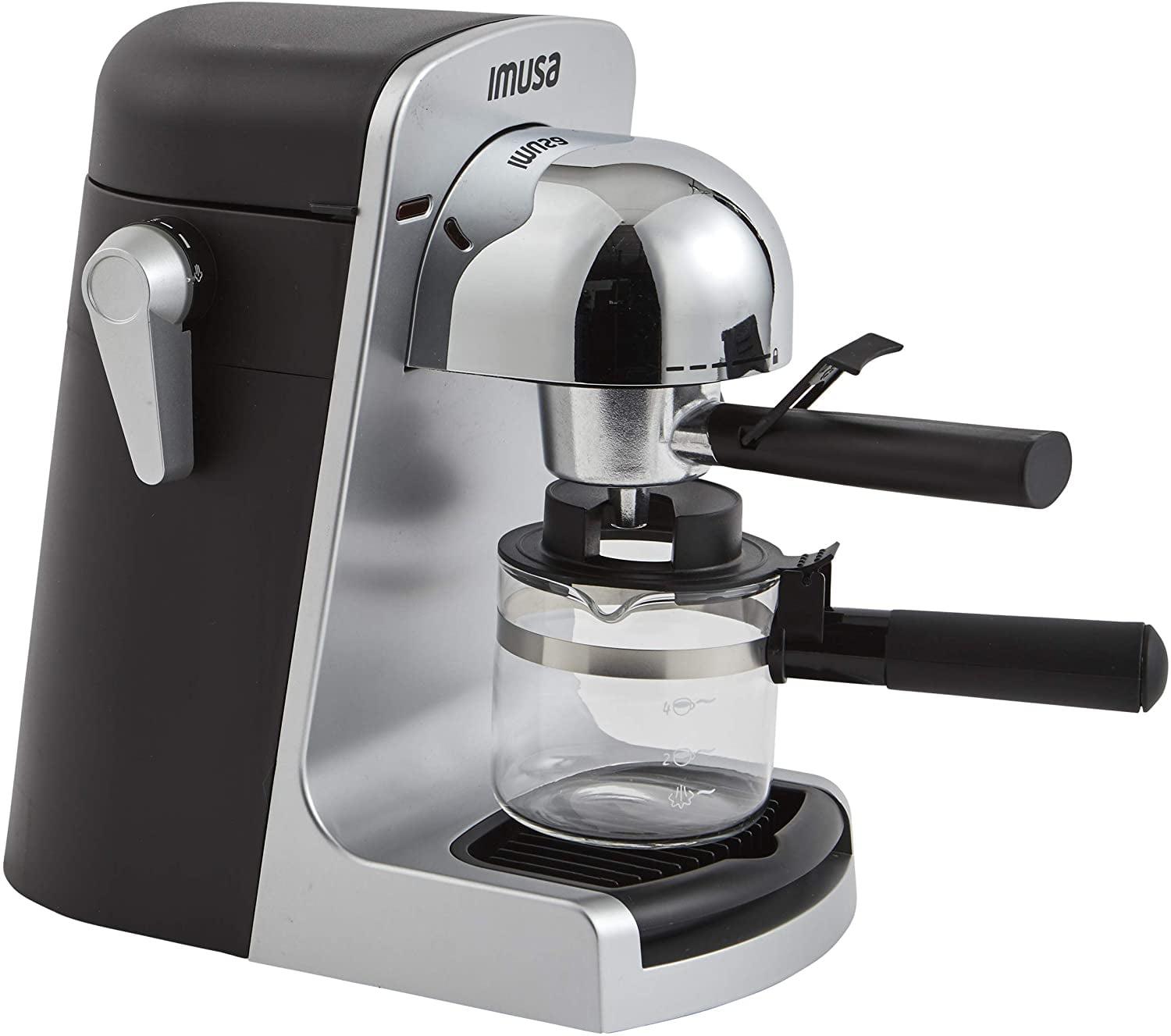 IMUSA GAU-18215 4 Cup Bistro Electric Espresso/Cappuccino Maker with Carafe, Silver