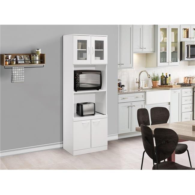 InRoom Designs Danbury Tall Kitchen Pantry, Microwave Storage Cabinet