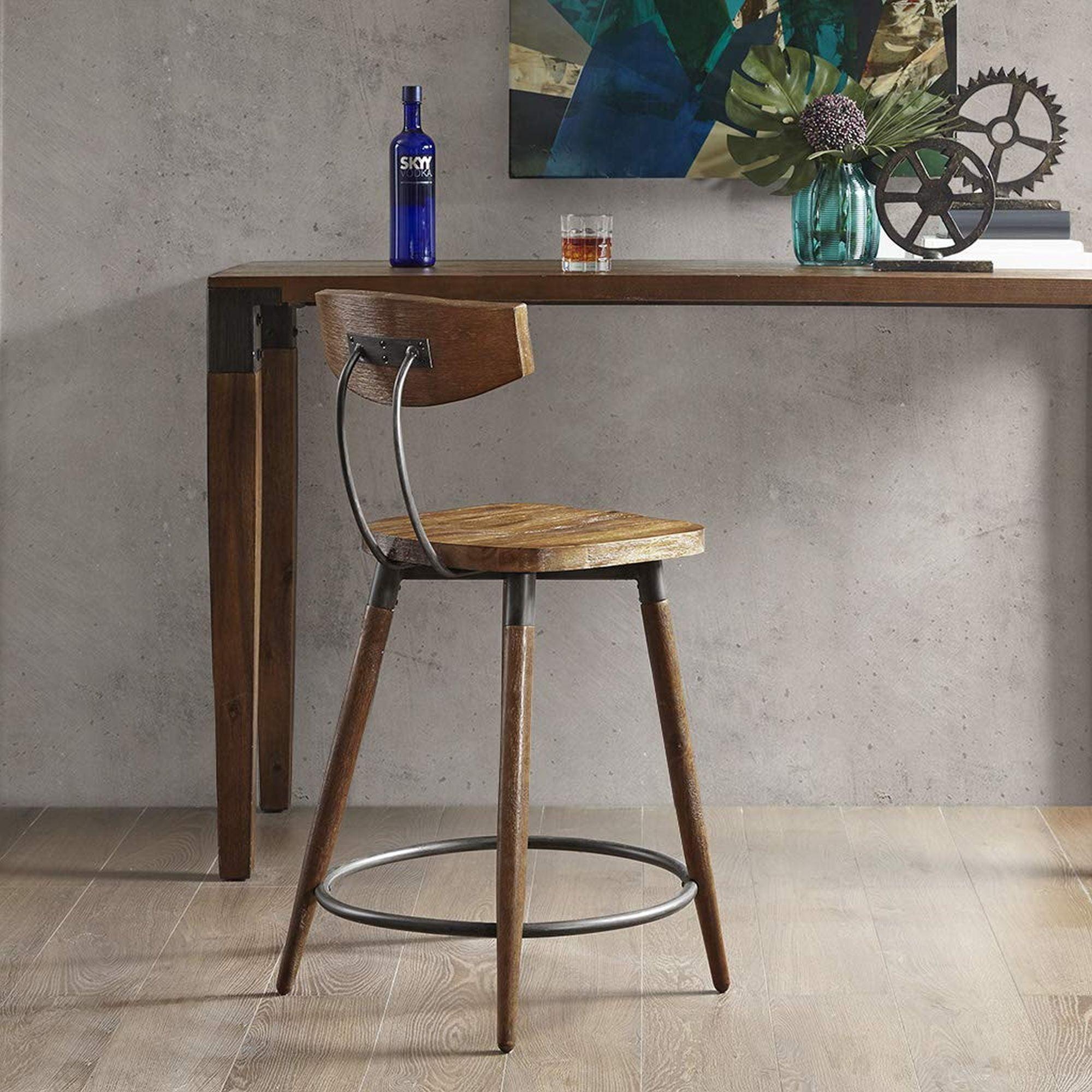 Frazier 24" Brown Acacia and Gunmetal Counter Stool