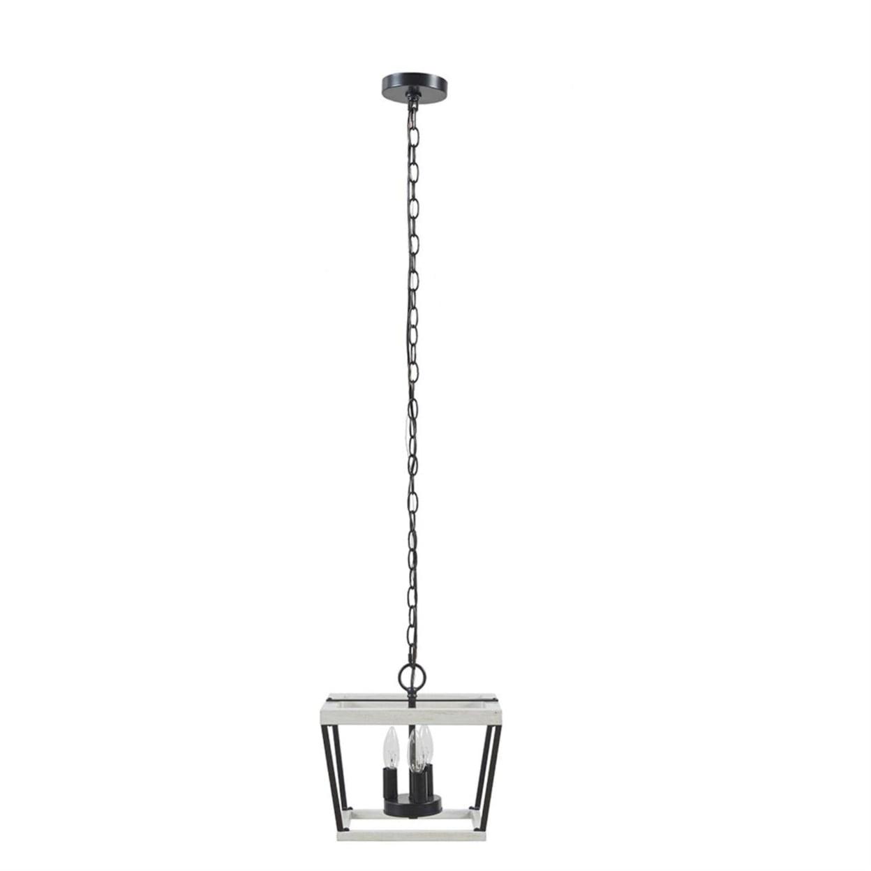 Adele White and Black Farmhouse Metal Pendant Light