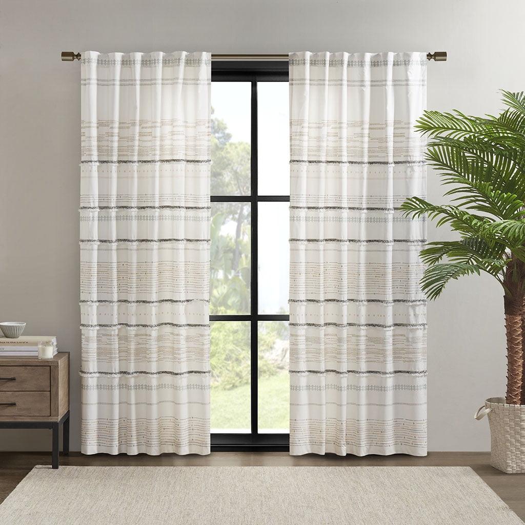 INK+IVY Nea 100% Cotton Printed Single Curtain Panel with Tassel Trim and Lining