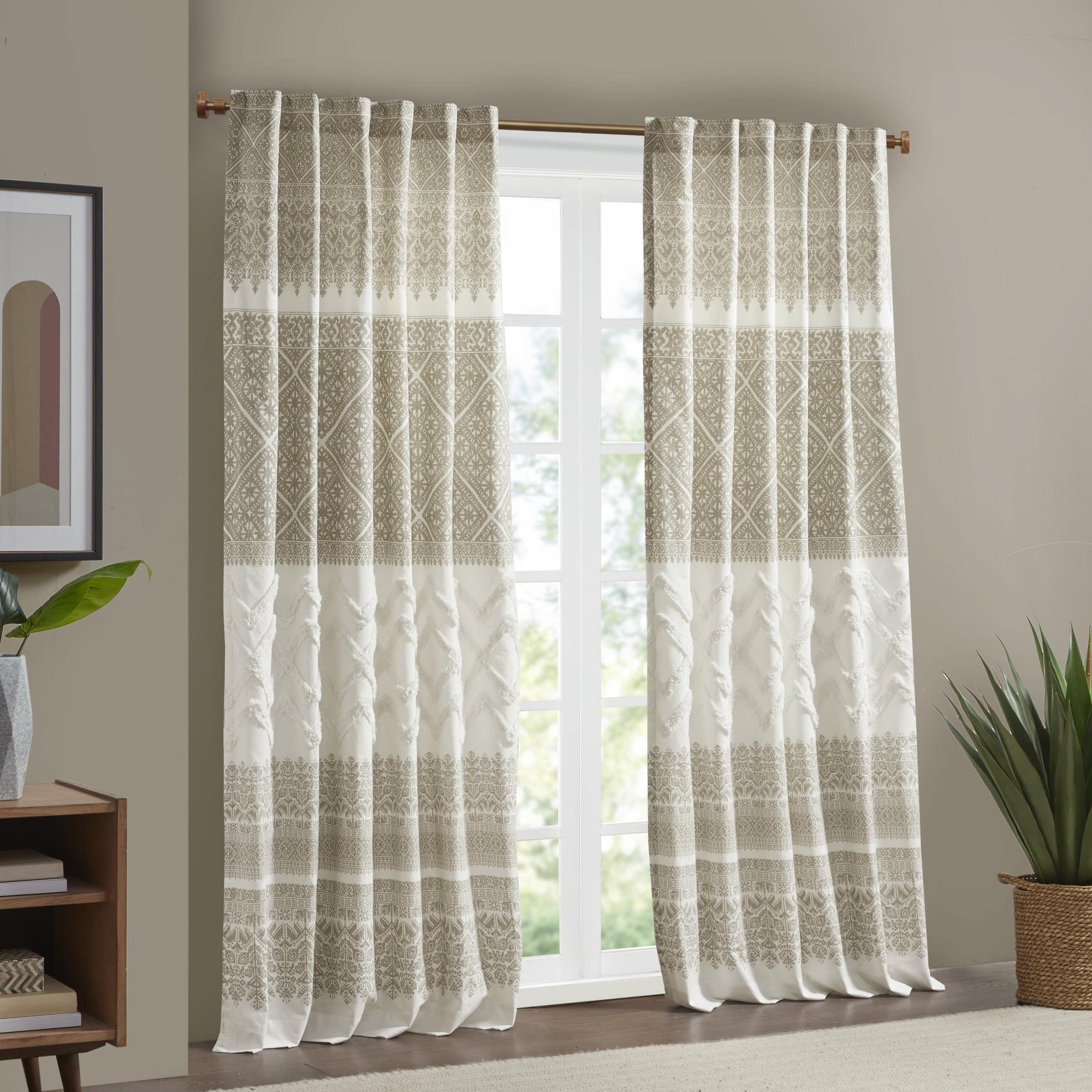 INK+IVY Mila 100% Cotton Argyle Room Darkening Single Curtain Panel with Chenille detail and Lining