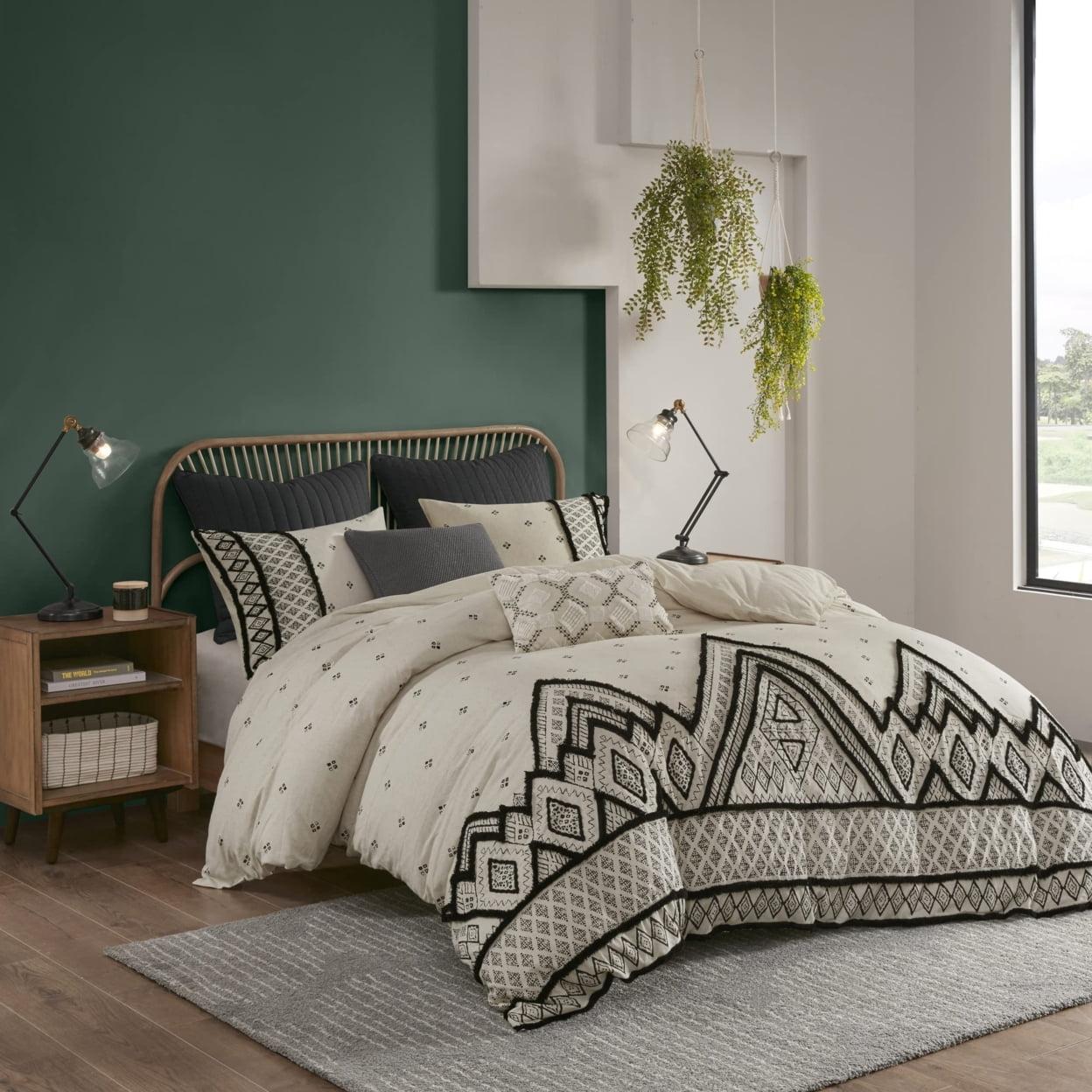INK+IVY Marta 3 Piece Cotton and Flax Linen Blend Comforter Set