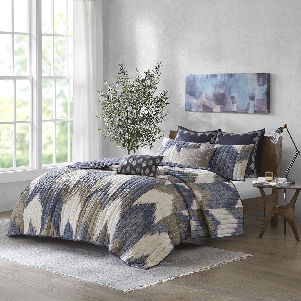 Ink+Ivy Alpine King/California King 3pc Printed Cotton Coverlet Set Navy: Channel Quilting, OEKO-TEX Certified