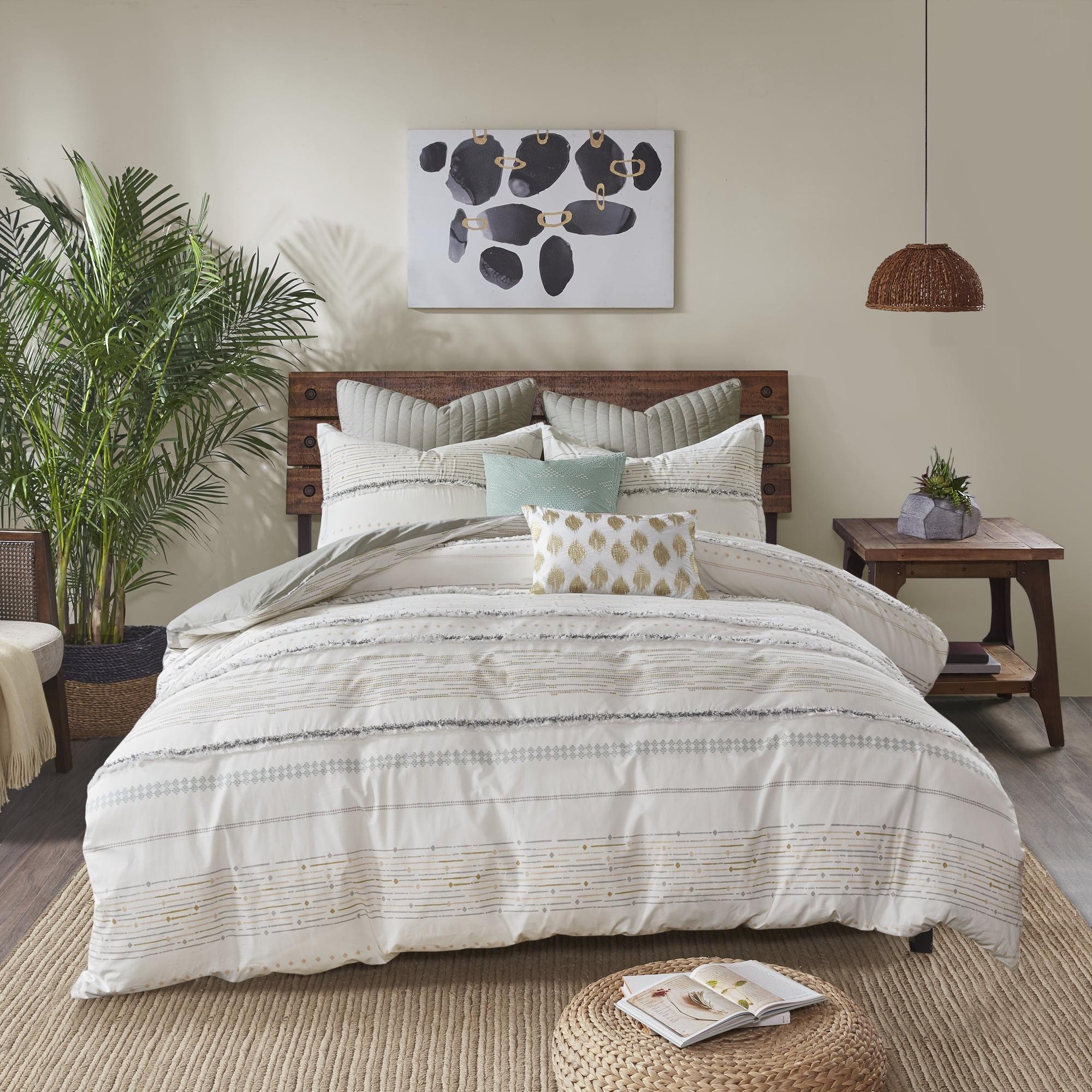 INK+IVY Nea Boho, Mid-Century 3 Piece Stripe Cotton Comforter Set With Tassels